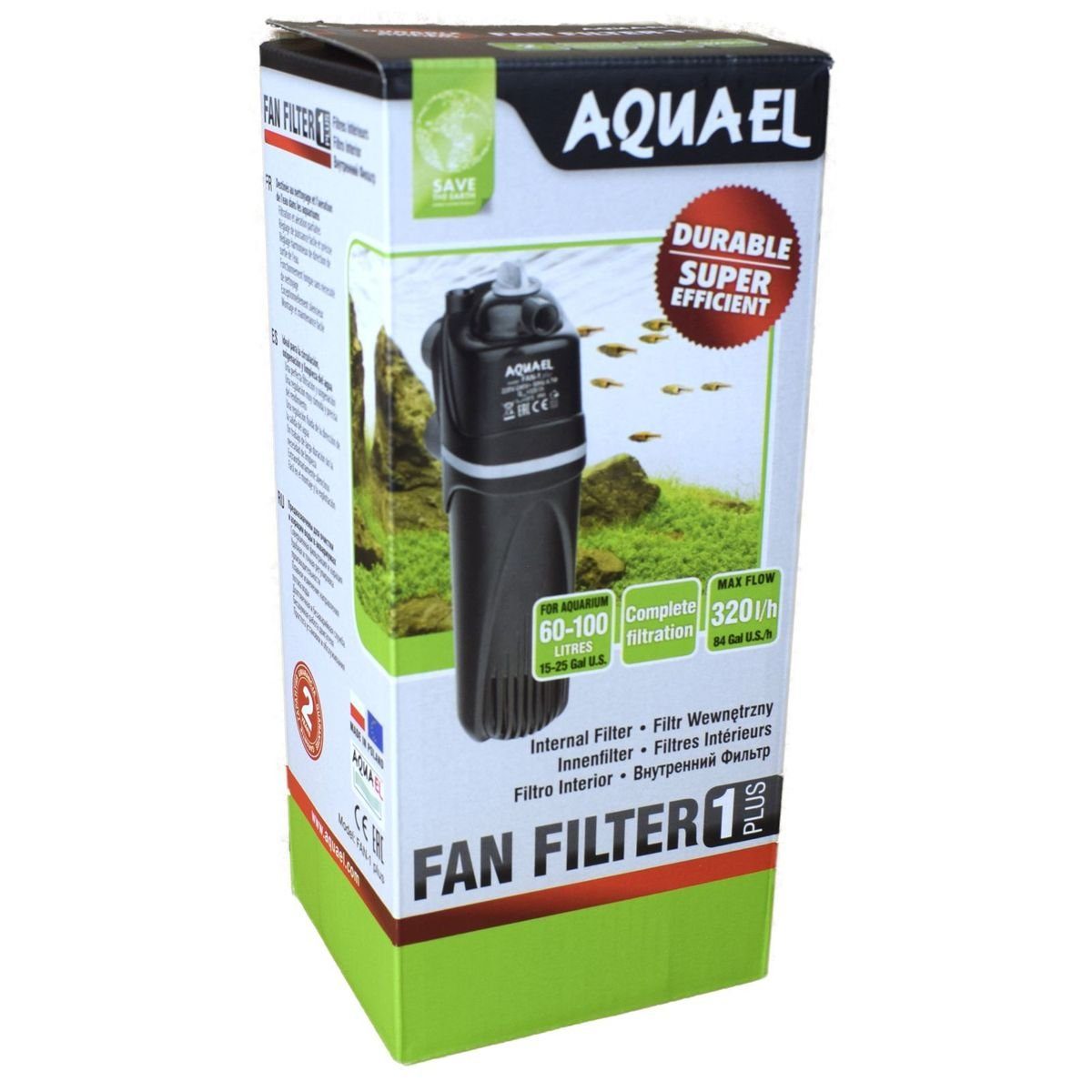 Aquael Aquariumfilter Innenfilter Fan Filter Plus für verschiedene Aquariengrößen in Schwarz, besonders leise
