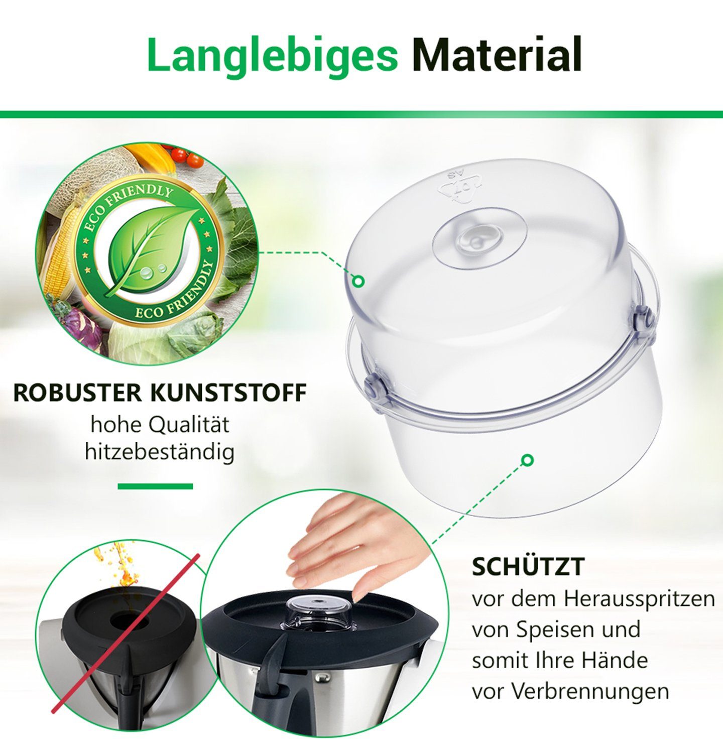 VIOKS Messbecher Ersatz TM31 für Vorwerk, TM3300 / 100ml Küchenmaschine TM21 TM5 / Dosierkappe / für