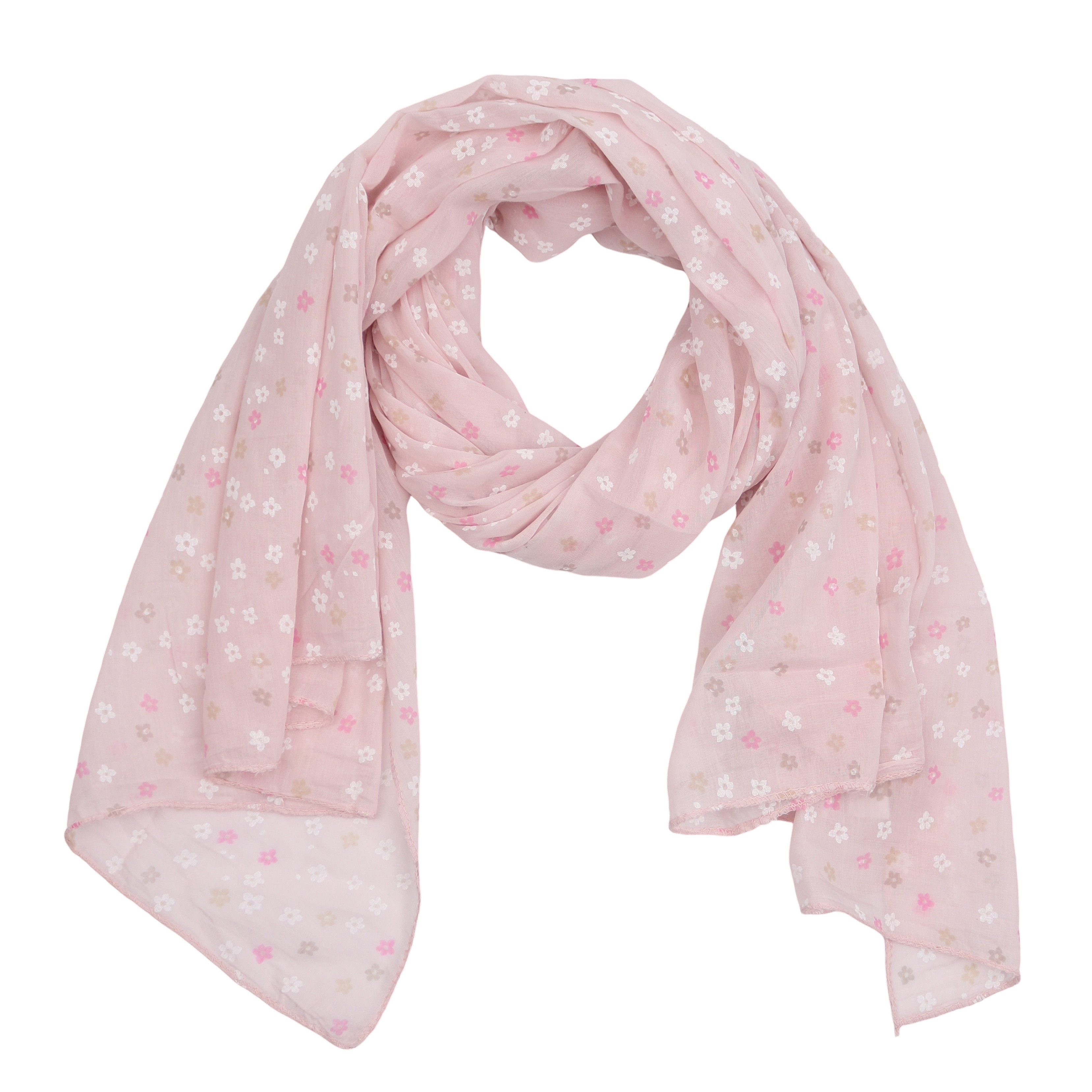 MIRROSI Modeschal Asymmetrischer Schal, Made in Italy 20% Seide 80% Baumwolle, (ca.170x77cm; leicht und bequem, Streublüchen Muster), Damen Halstuch ideal für Frühling, Sommer und Herbst