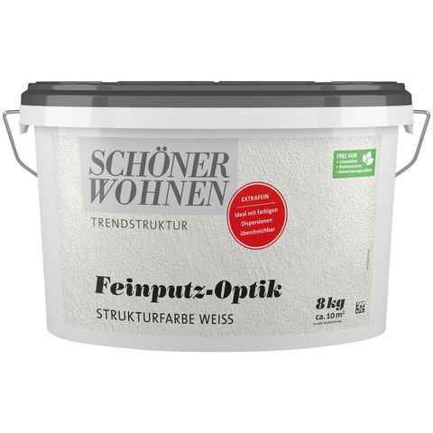 SCHÖNER WOHNEN FARBE Wand- und Deckenfarbe TRENDSTRUKTUR Feinputz-Optik extrafein, weiße Strukturfarbe mit extrafeiner Körnung