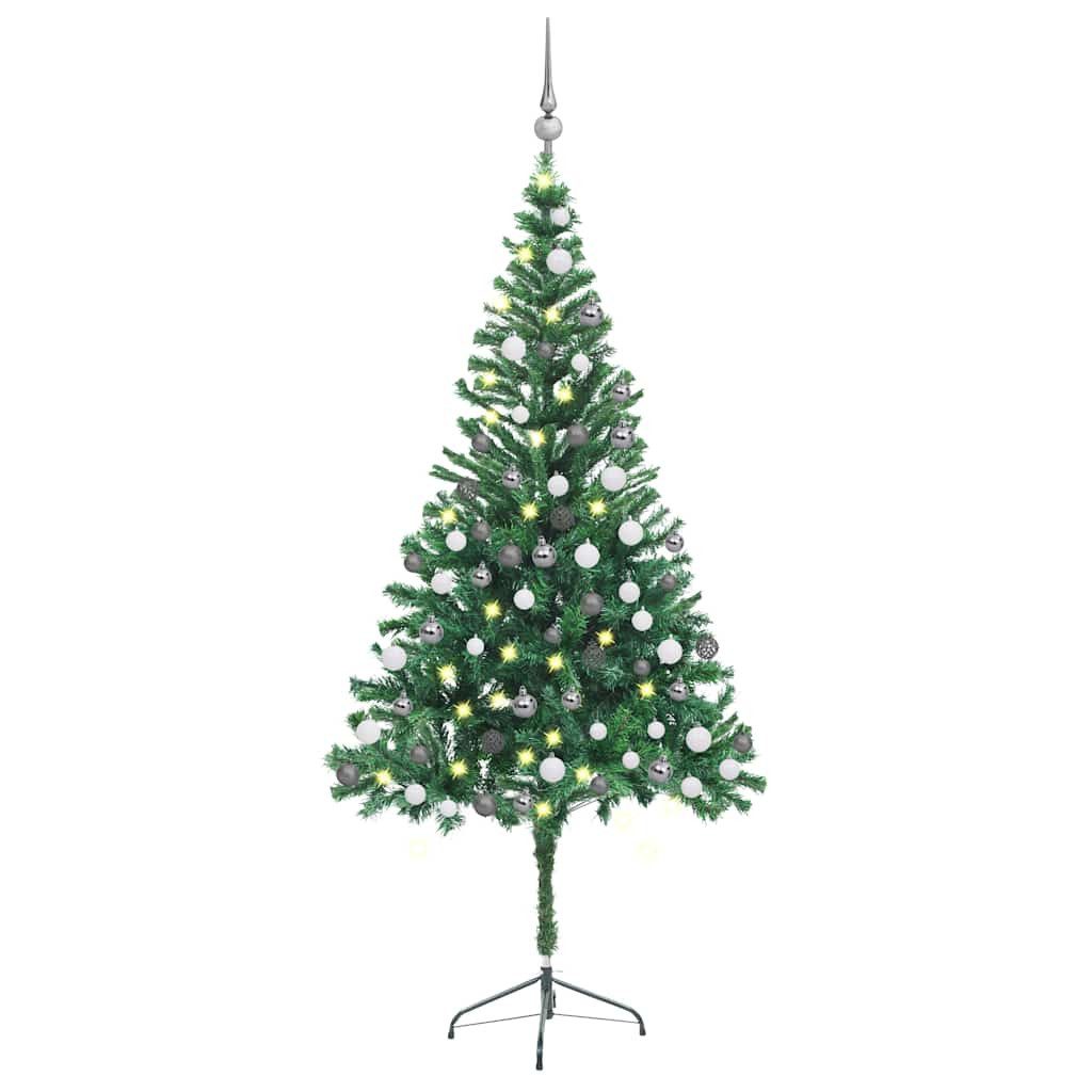 vidaXL Künstlicher Weihnachtsbaum Künstlicher Weihnachtsbaum Beleuchtung Kugeln 180cm 564 Zweige