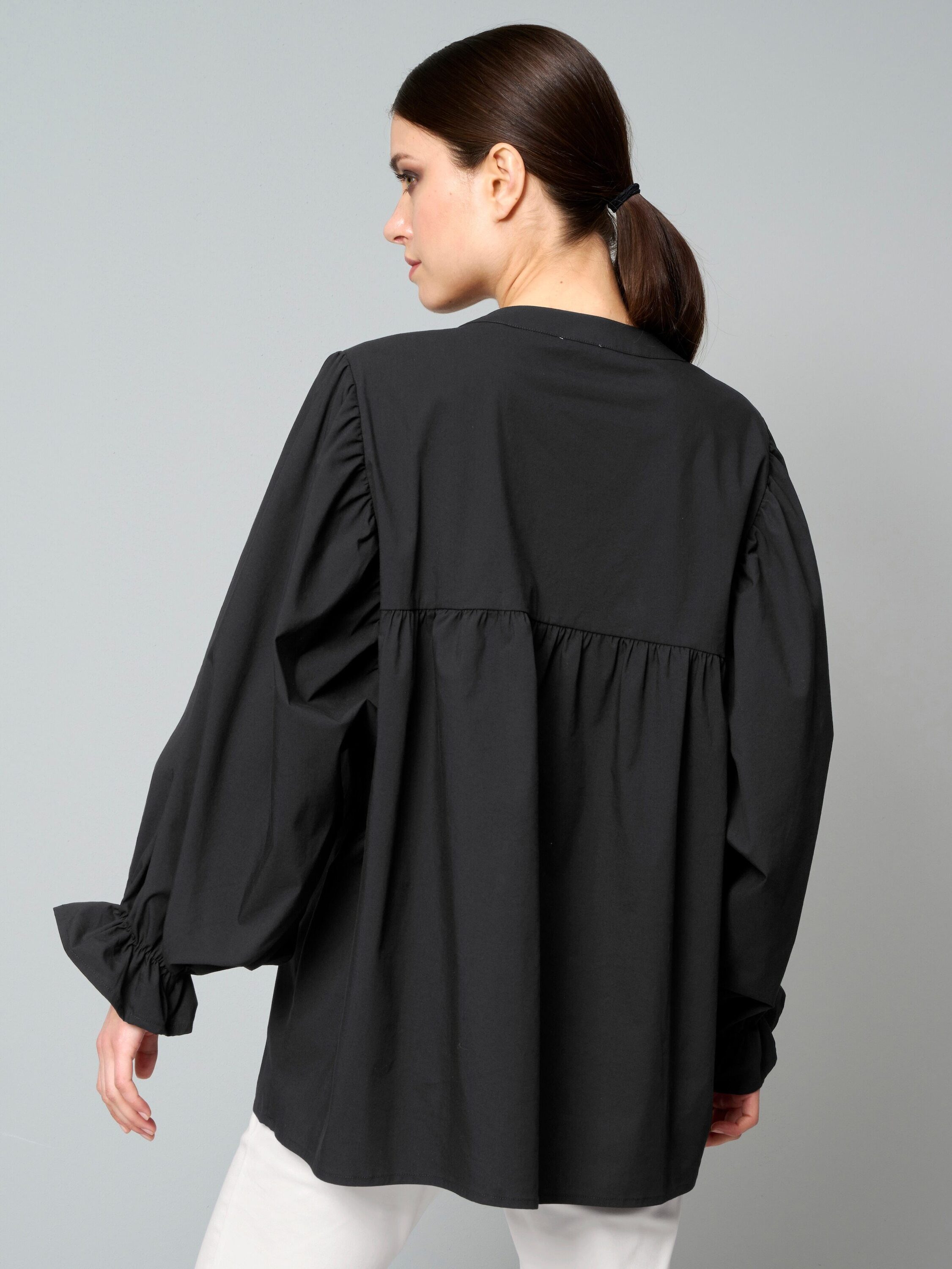 Alba Moda Schlupfbluse Popelinebluse mit Stehkragen