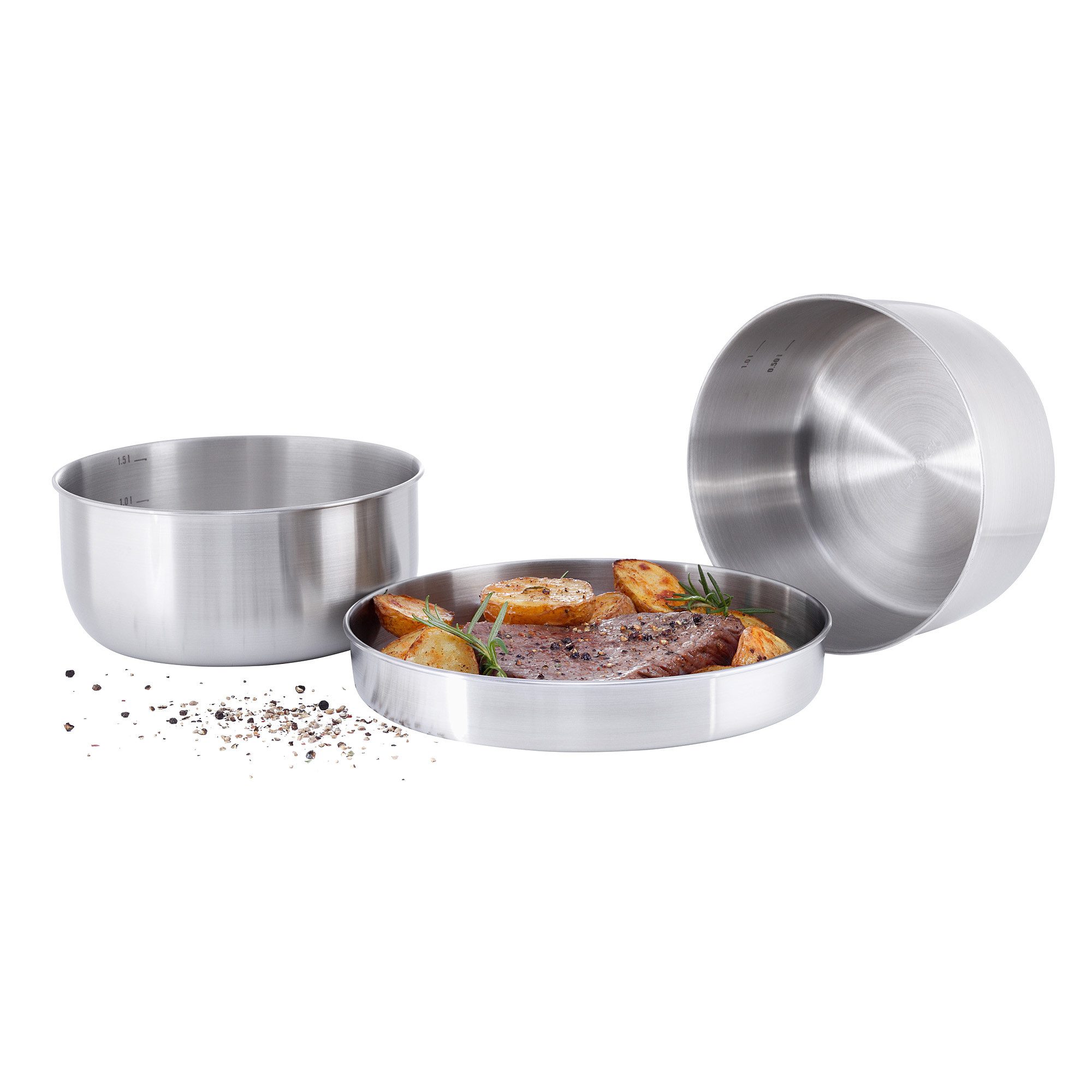 TATONKA® Geschirr-Set Multi Pot Set Camping-Edelstahlset, Edelstahl 18/8