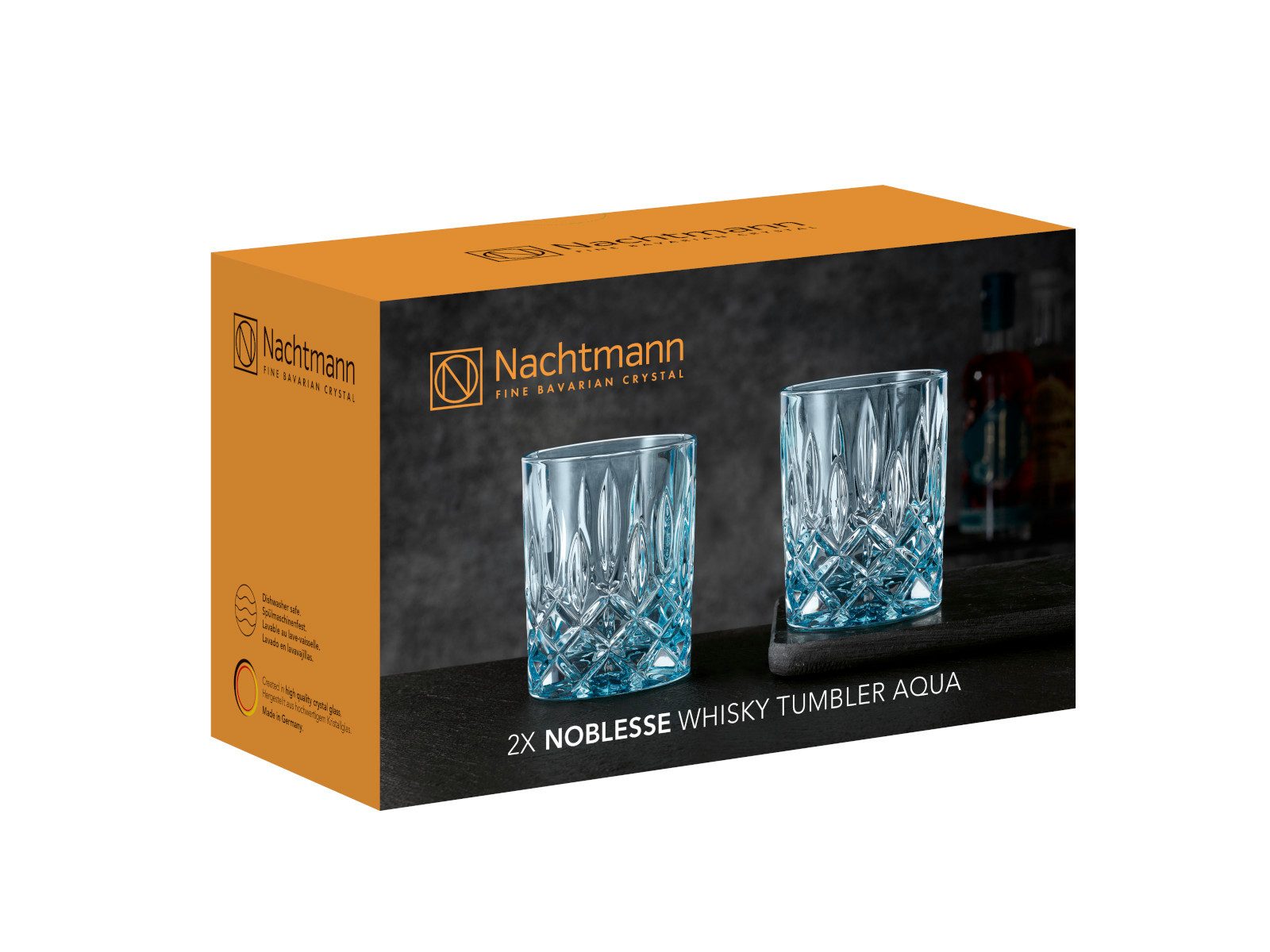 Nachtmann Gläser-Set Noblesse Whiskybecher aqua Set 2tlg, Kristallglas