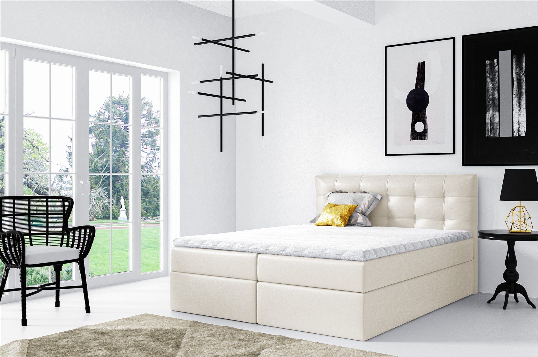 Fun Möbel Boxbett Schlafzimmerbett OVIEDO XL in Überlänge (inkl. Bettkästen, inkl. Kaltschaumtopper), Überlänge
