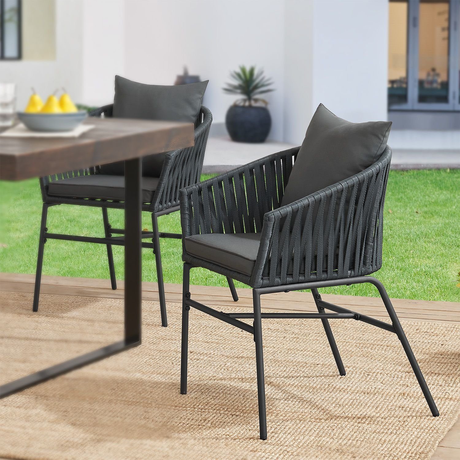 Juskys Gartenstuhl, wetterfest, bis zu 160 kg belastbar, inkl. Sitz und