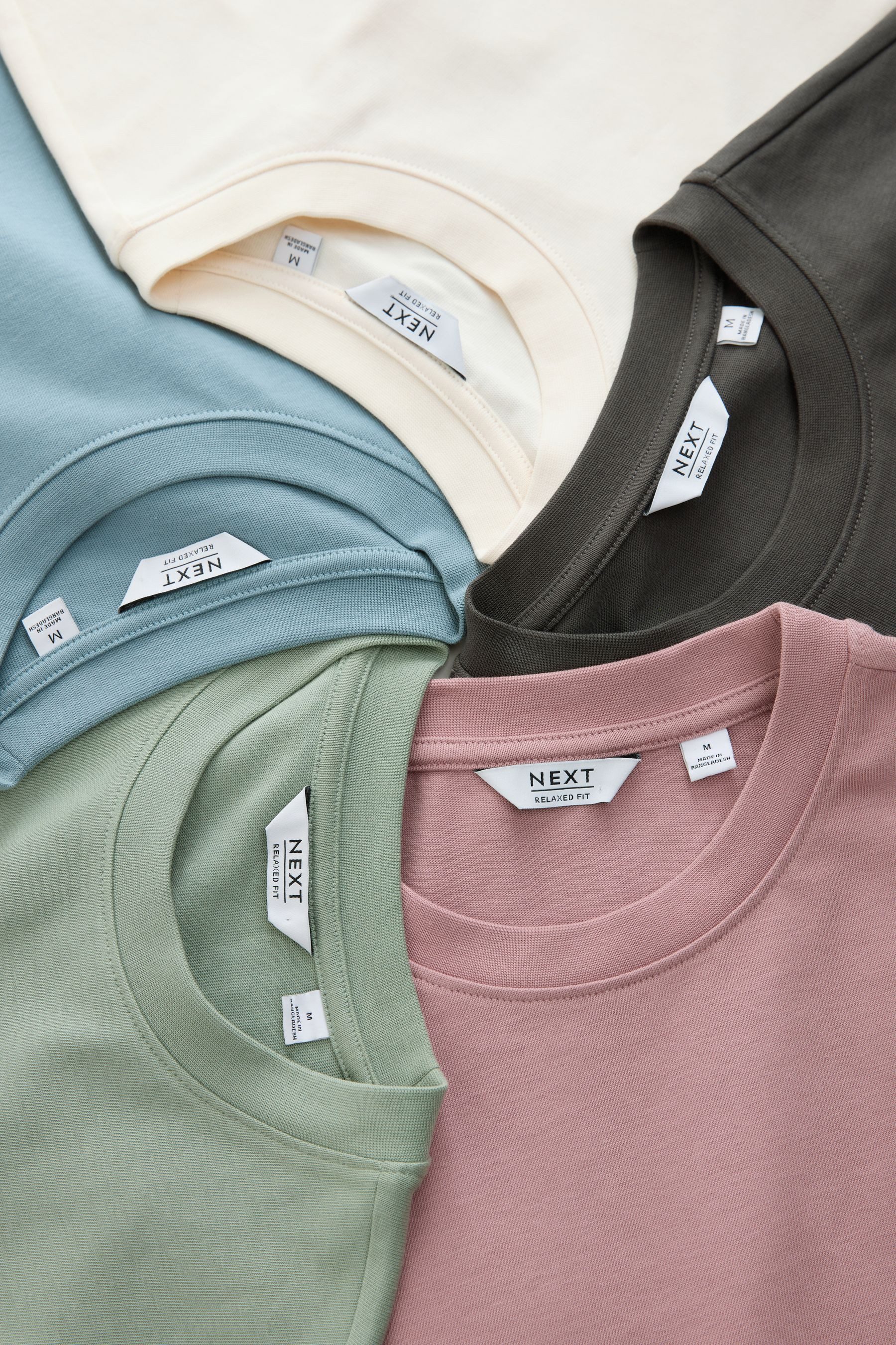 Next T-Shirt Relaxed Fit Shirts 100 % schwere Baumwolle, 5 Stk. (5-tlg) günstig online kaufen