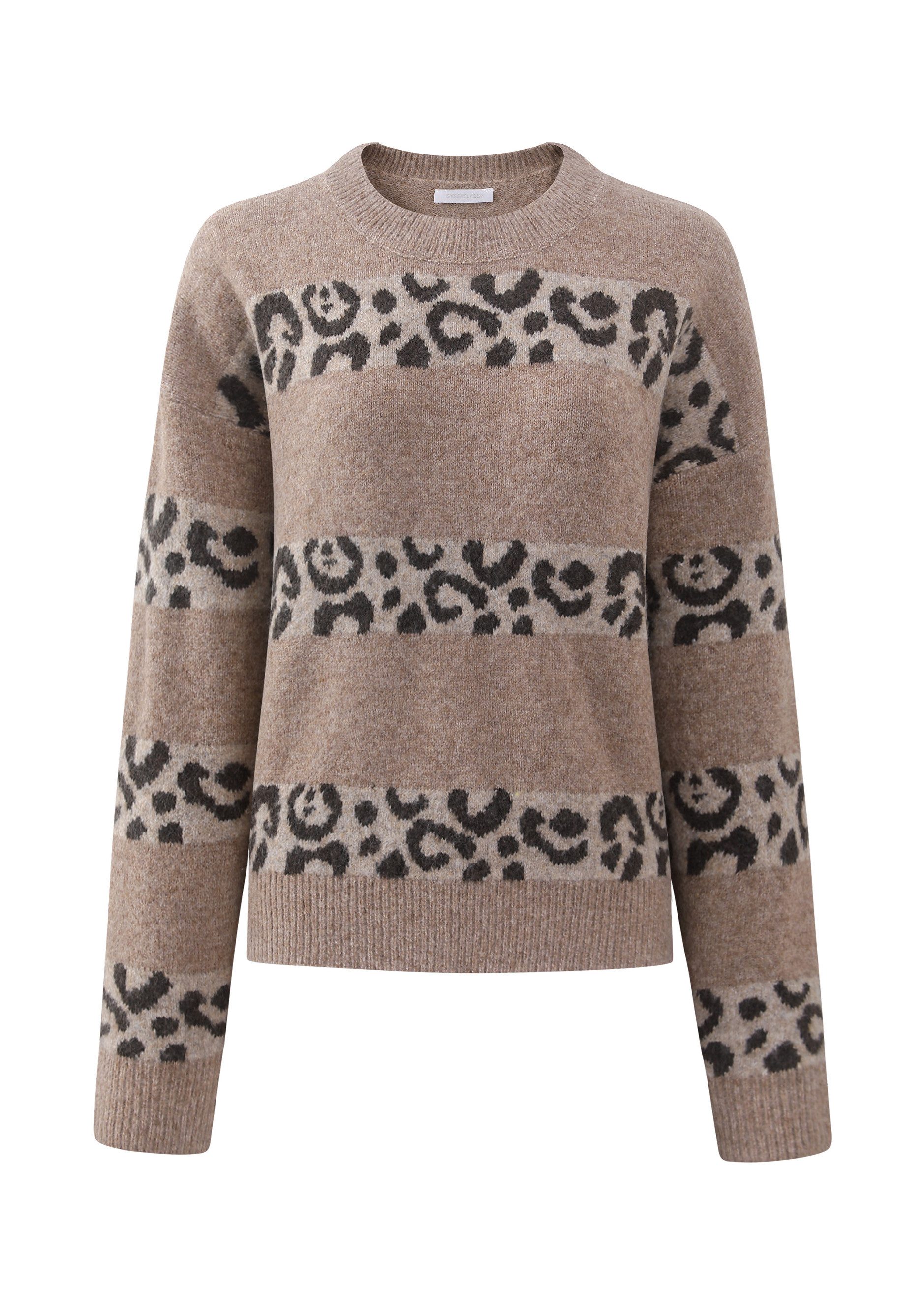 SASSYCLASSY Strickpullover Pullover mit Leo-Streifen für Damen Weicher Bloc günstig online kaufen