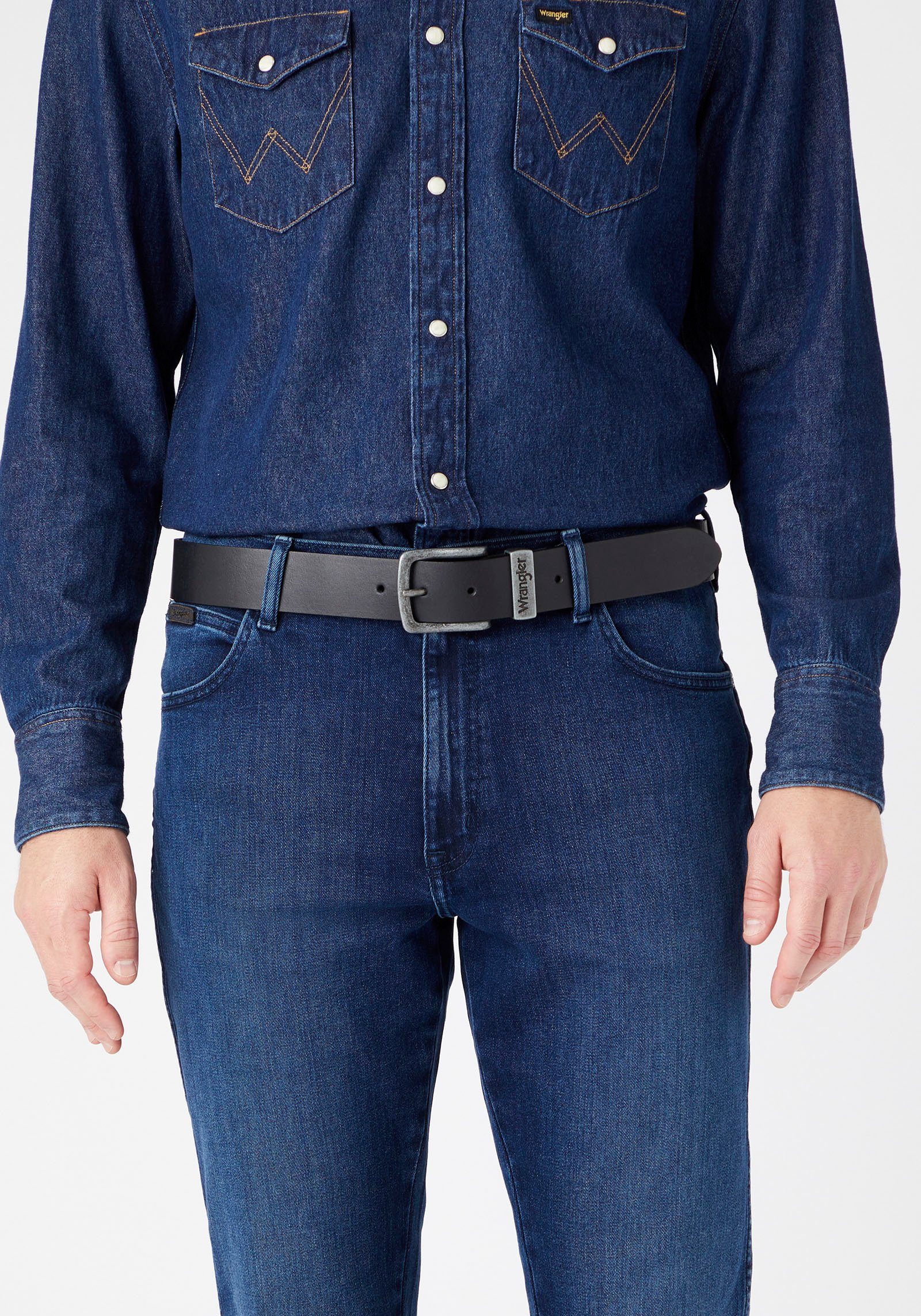 Wrangler Ledergürtel METAL black LOOP