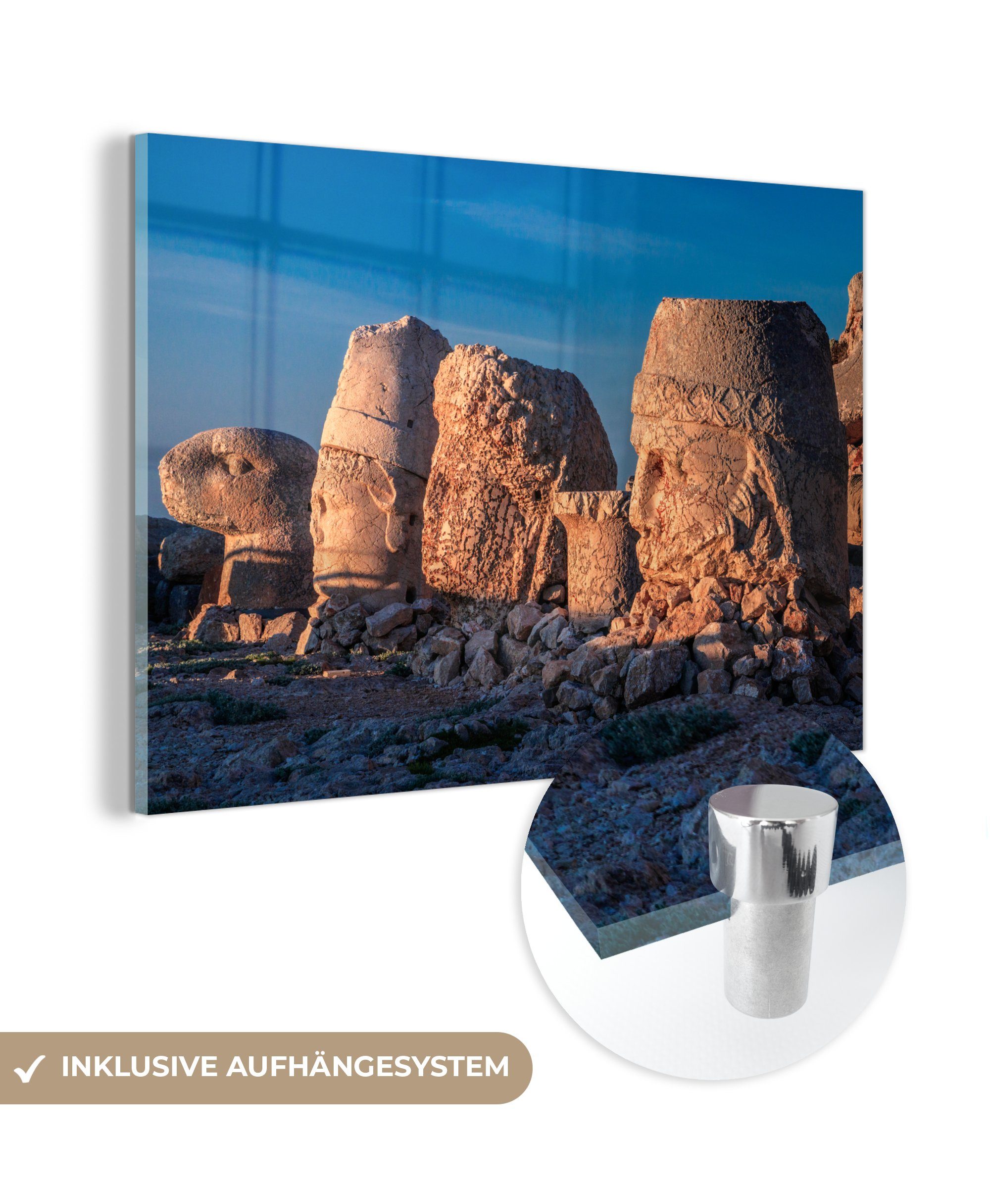 MuchoWow Acrylglasbild Sonnenlicht auf den Statuen von Nemrut Dağı in der Türkei, (1 St), Acrylglasbilder Wohnzimmer & Schlafzimmer | Bilder