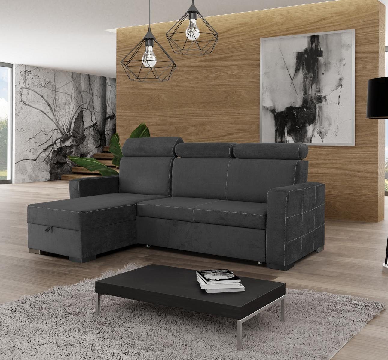 JVmoebel Ecksofa Luxus Blaues Ecksofa Moderne L-Form Couch stilvolles Design Neu, Made in Europe Schwarz