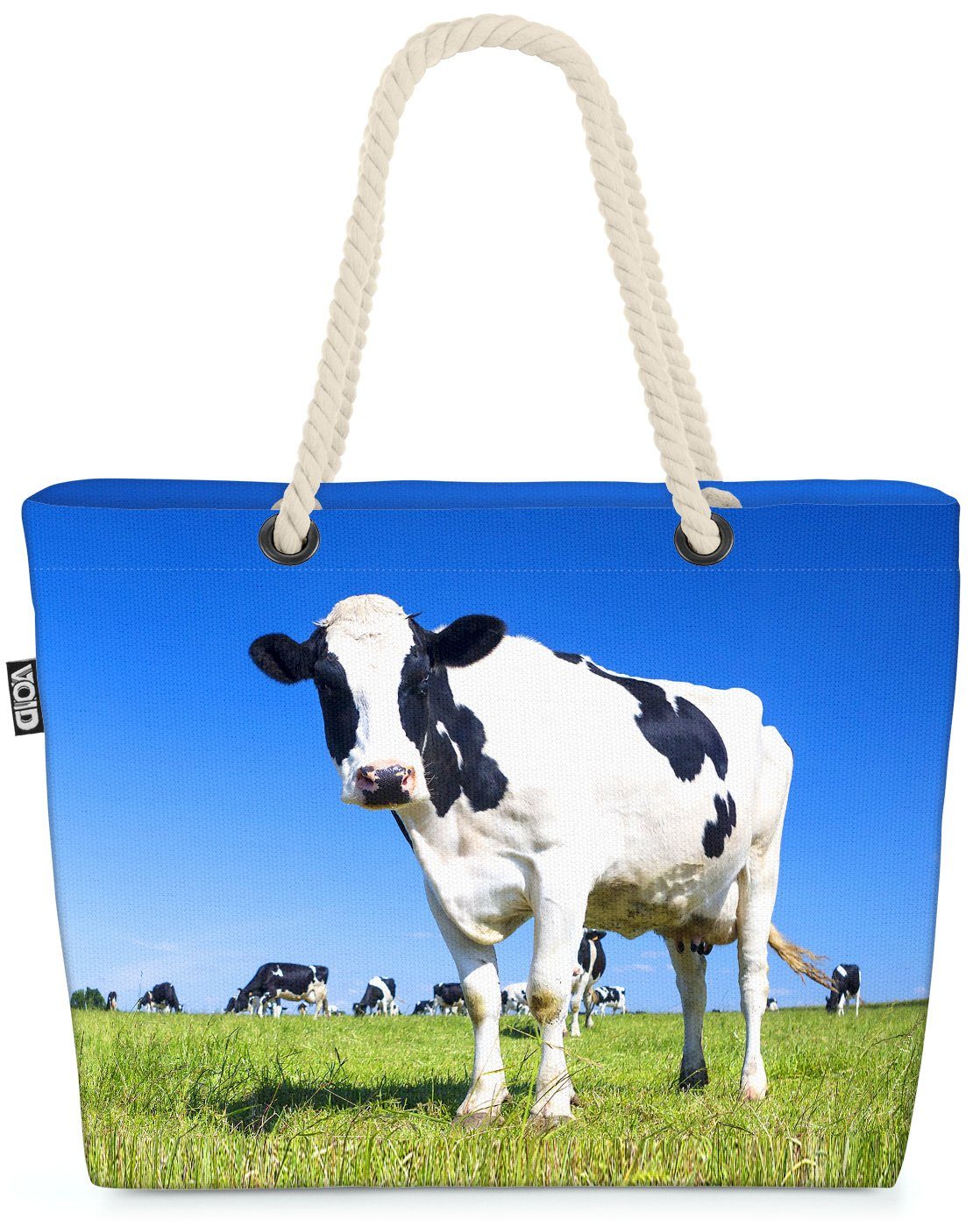 VOID Strandtasche (1-tlg), Milchkuh Beach Bag Kuh Weide Kuhweide Tiere Bauernhof Urlaub Bayern Fell Gras
