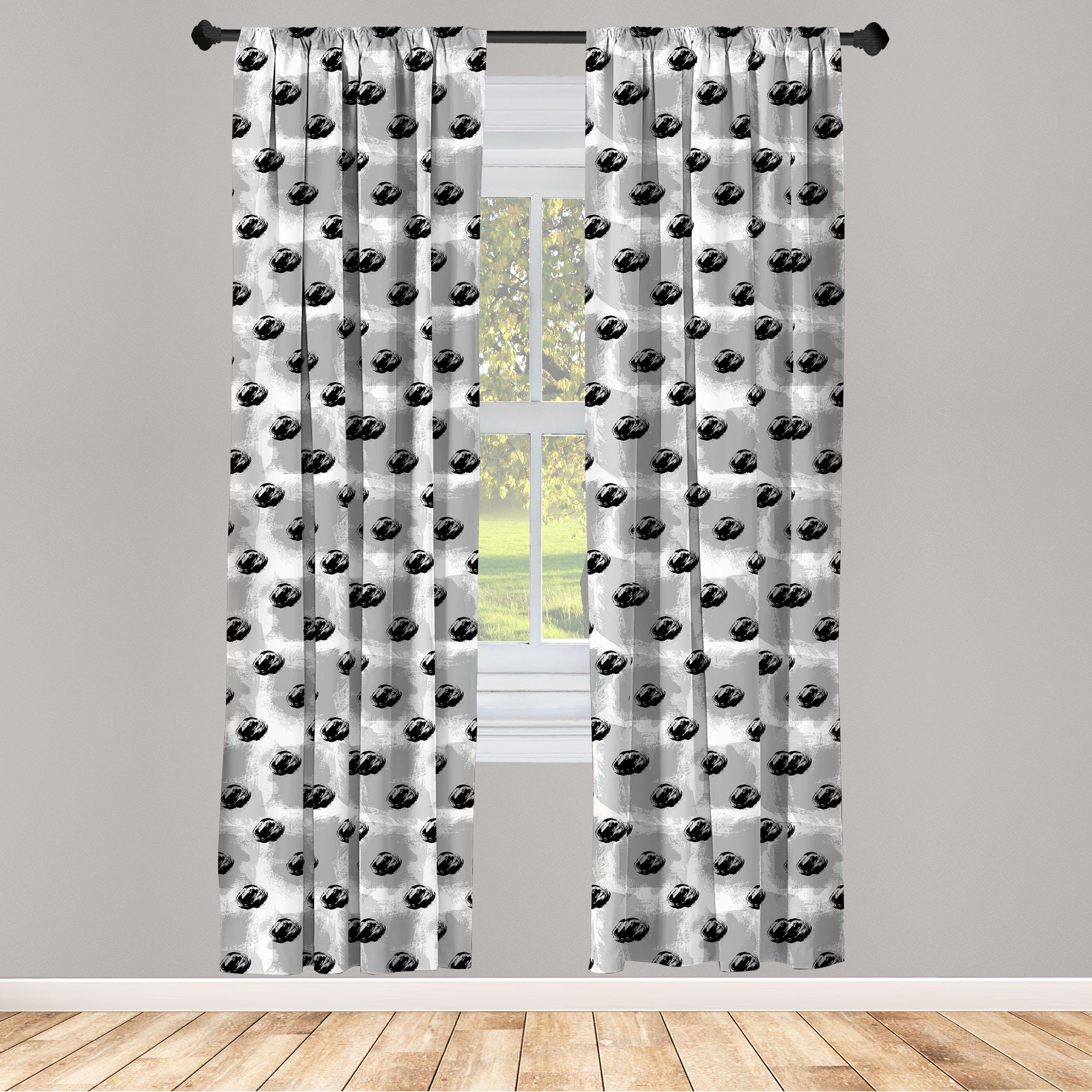 Gardine Vorhang für Wohnzimmer Schlafzimmer Dekor, Abakuhaus, Microfaser, Abstrakt Zufällige Sketchy Pinsel Blots