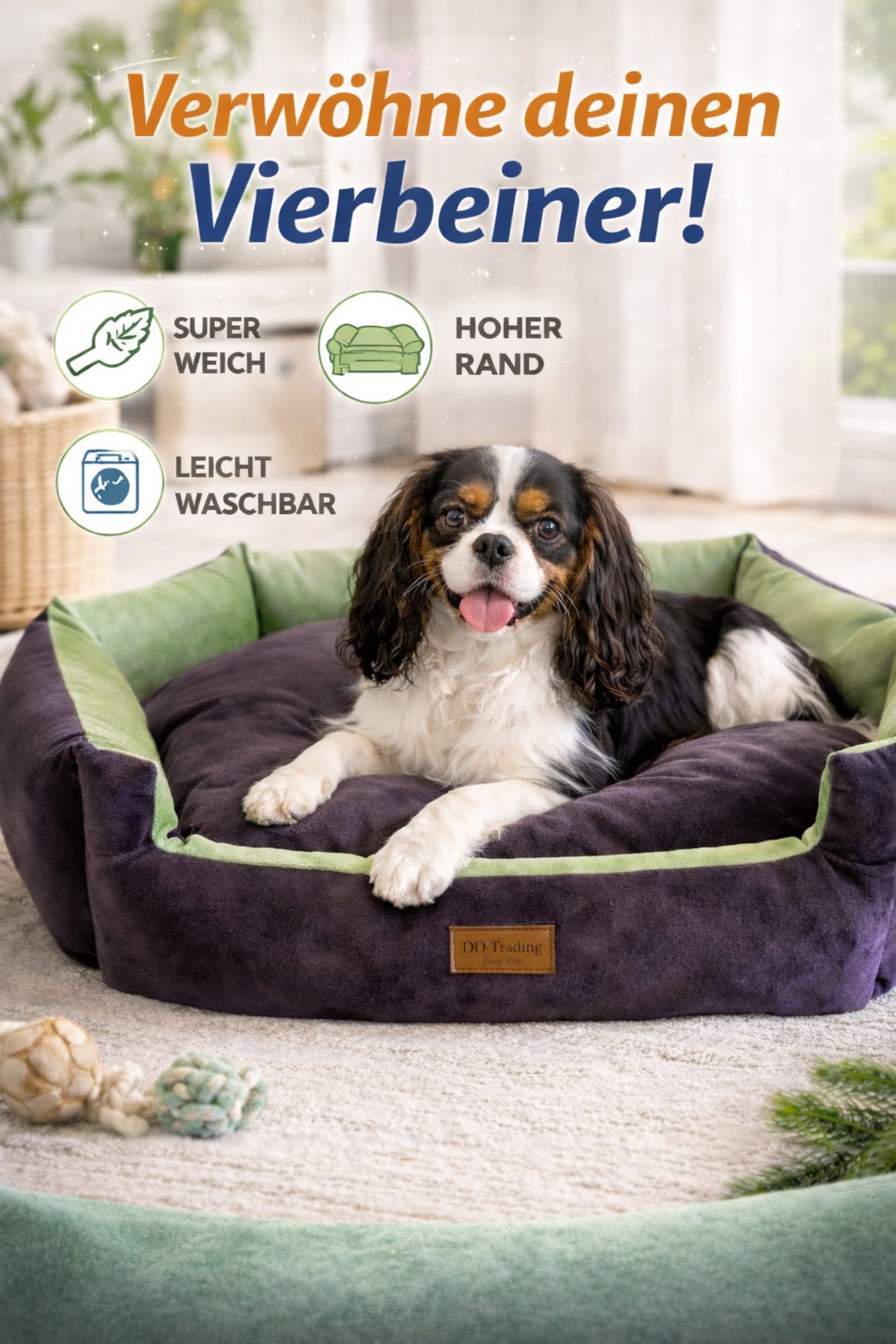 DDOnlineShop Tierbett Hundebett Katzenbett Farbe Braun- Gold, Lila, Grau Premium Qualität