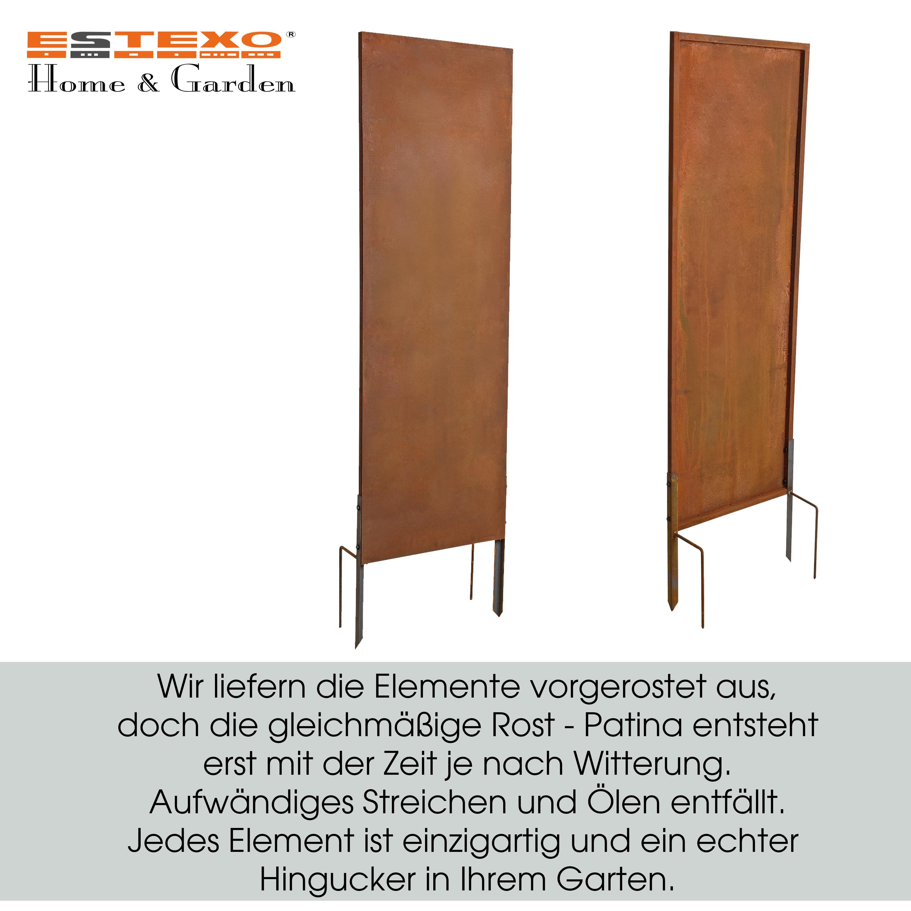 ESTEXO Sichtschutzelement Metall Gartenzaun Sichtschutzwand 170 cm Edelrost Sichtschutz-Elemen – Bild 4 von 5