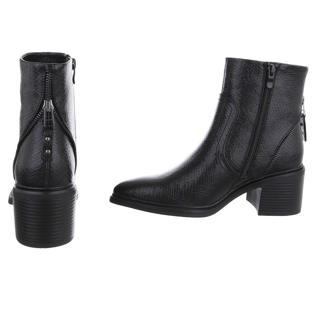 Ital-Design Eleganter Ankle-Stiefel aus strukturiertem Material für Damen Westernstiefelette (90542958) Blockabsatz Stiefeletten in Schwarz – Bild 5 von 5