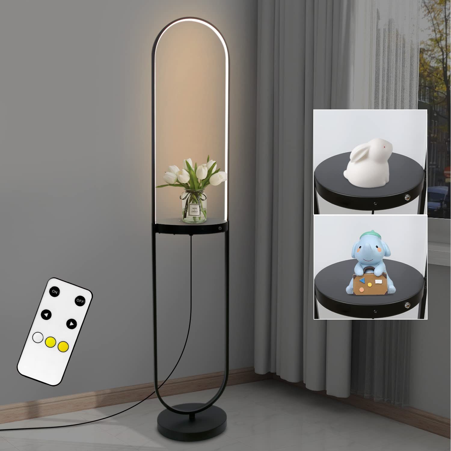 Nettlife LED Stehlampe Schwarz Metall Standleuchte 124CM Modern Design, Ohne USB Ladefunktion, LED fest integriert, Warmweiß, Neutralweiß, Kaltweiß, Schlafzimmer Wohnzimmer Arbeitszimmer