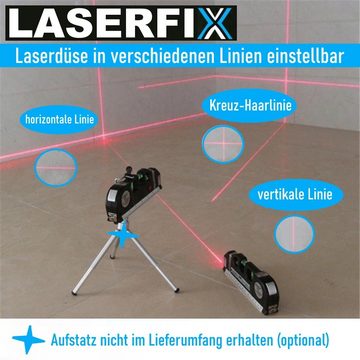 MAVURA Laserwasserwaage LASERFIX Laser Wasserwaage 4-in-1 Lasermessgerät, Kreuzlinienlaser Entfernungsmesser Maßband