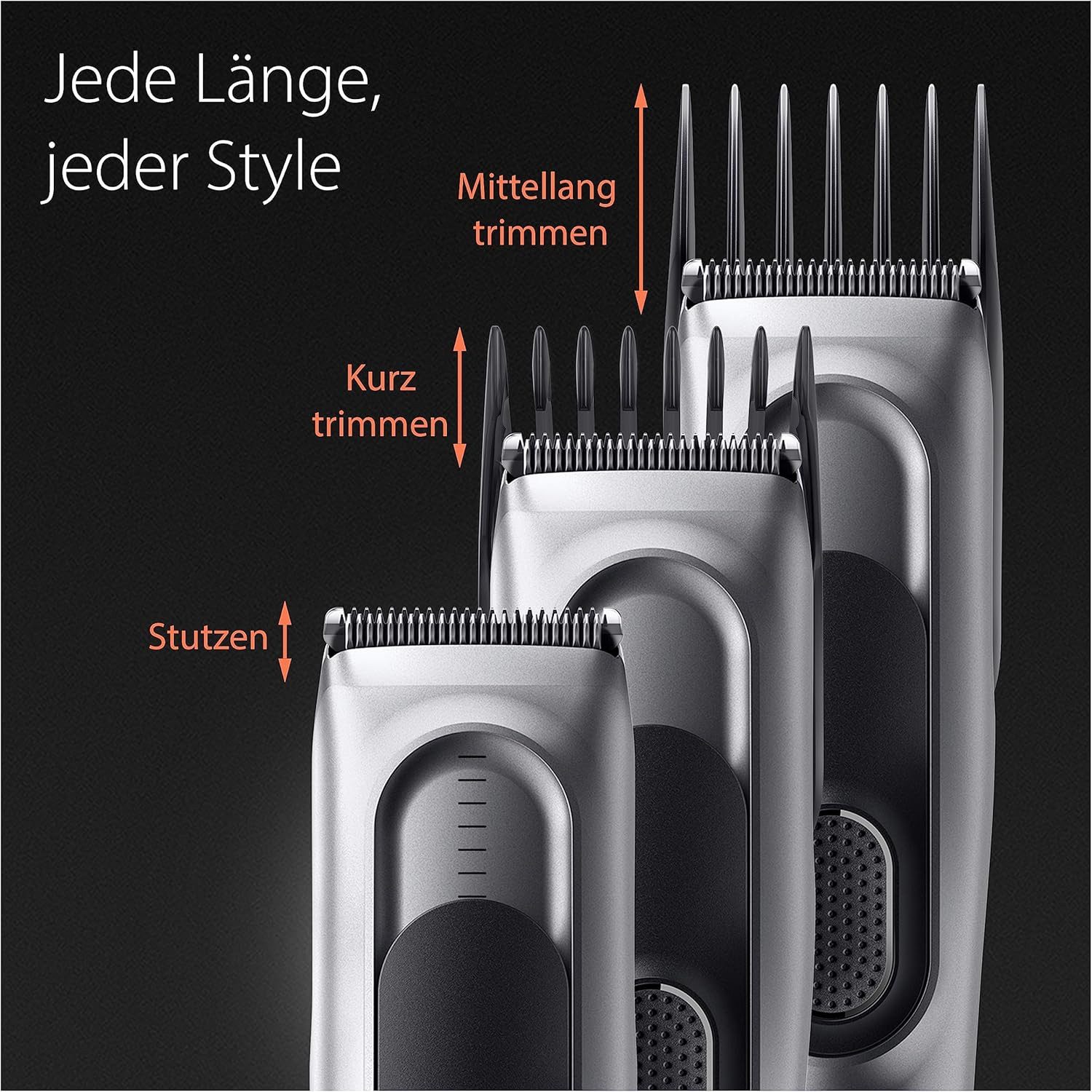 Braun Haarschneider Braun Haarschneider Series 7 17 Längen 2 Kammaufsätze 50 Min. HC7390, Haarschneidemaschine & Rasierapparat, Ultrascharfe Klingen Abwaschbar