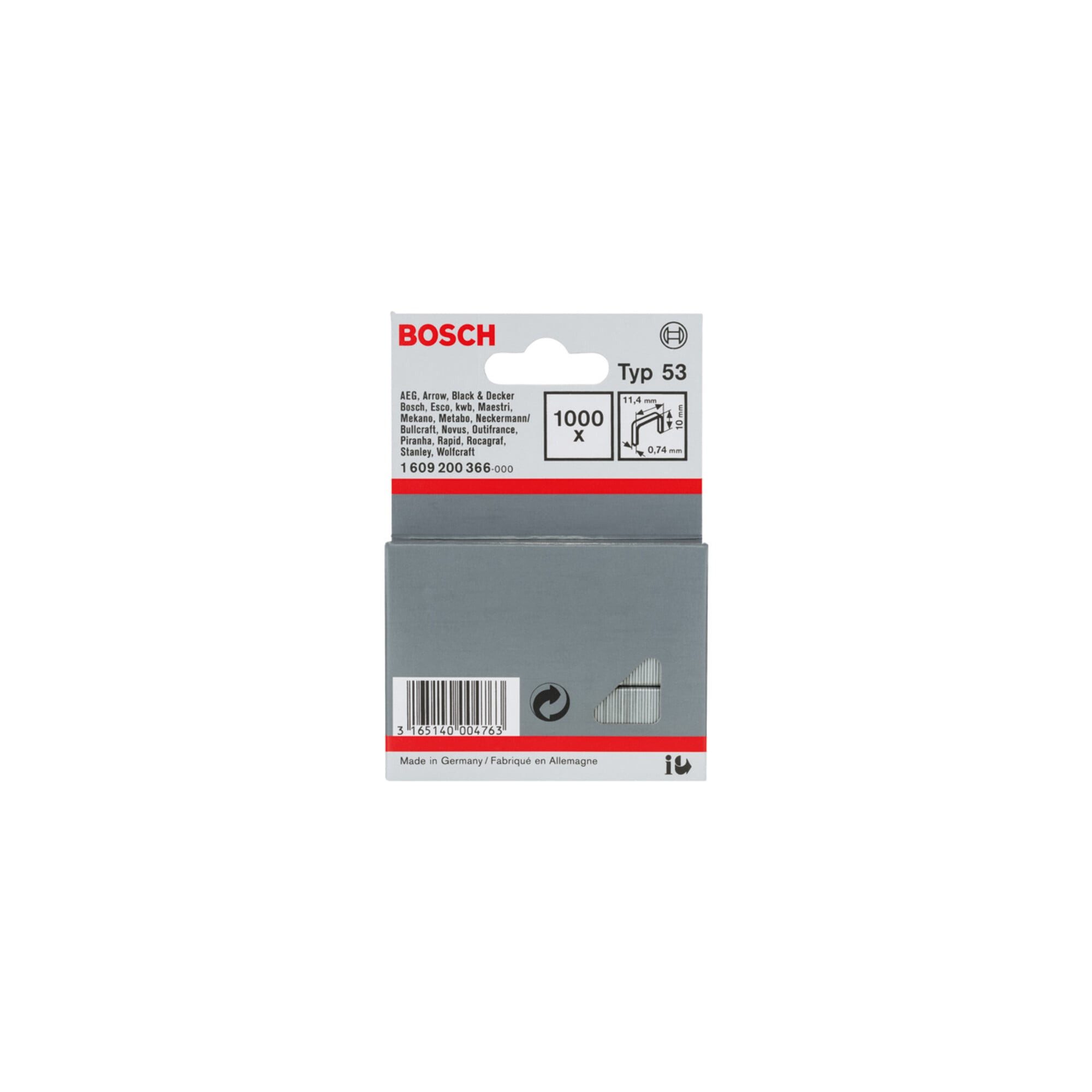 Bosch Professional Zubehör-Set Bosch Feindrahtklammer Typ 53 11,4 x 0,74 x 10 mm 1000 Stk