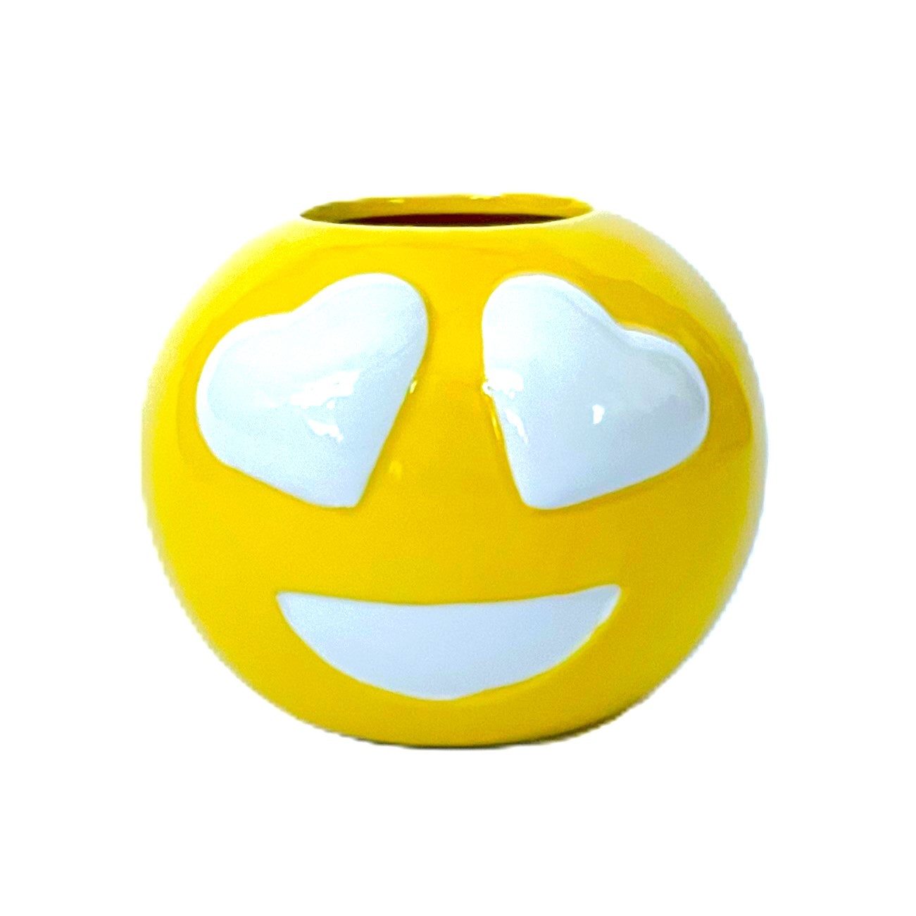 Daan Kromhout Tischvase Smiley Tischvase Lustig 2er Set mit Herz Gelb 15 cm