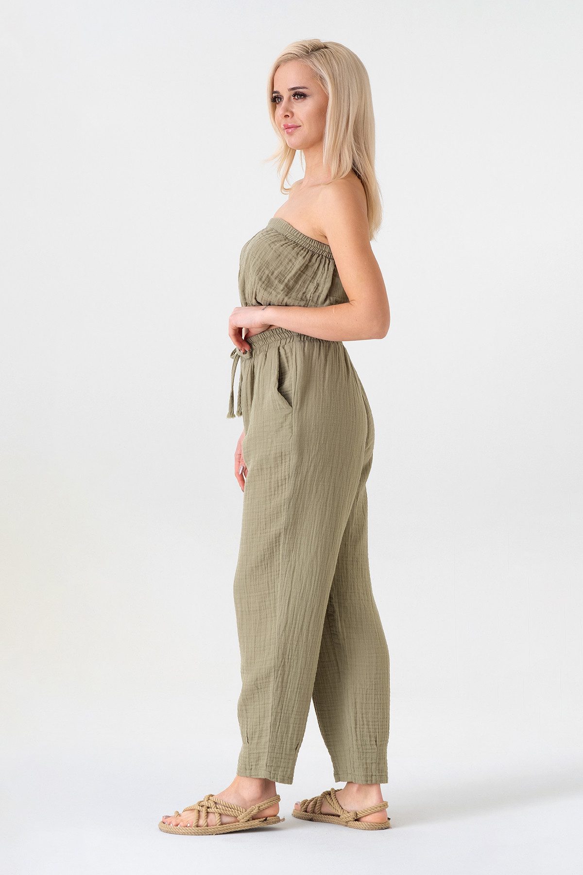 WENOR Crop-Top Trägerloses Musselin-Oberteil mit Gummizug günstig online kaufen