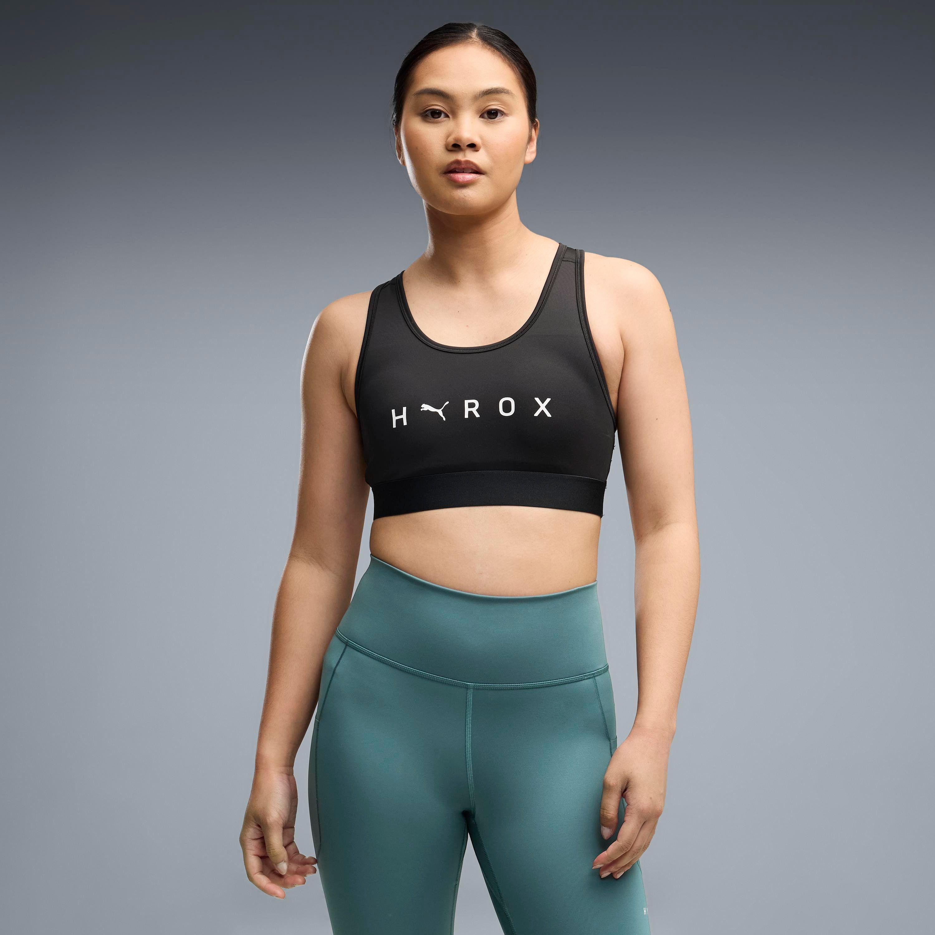 PUMA Sport-BH W X HYROX MID BRA schmale Passform, für Fitness-Training, sportlicher Stil