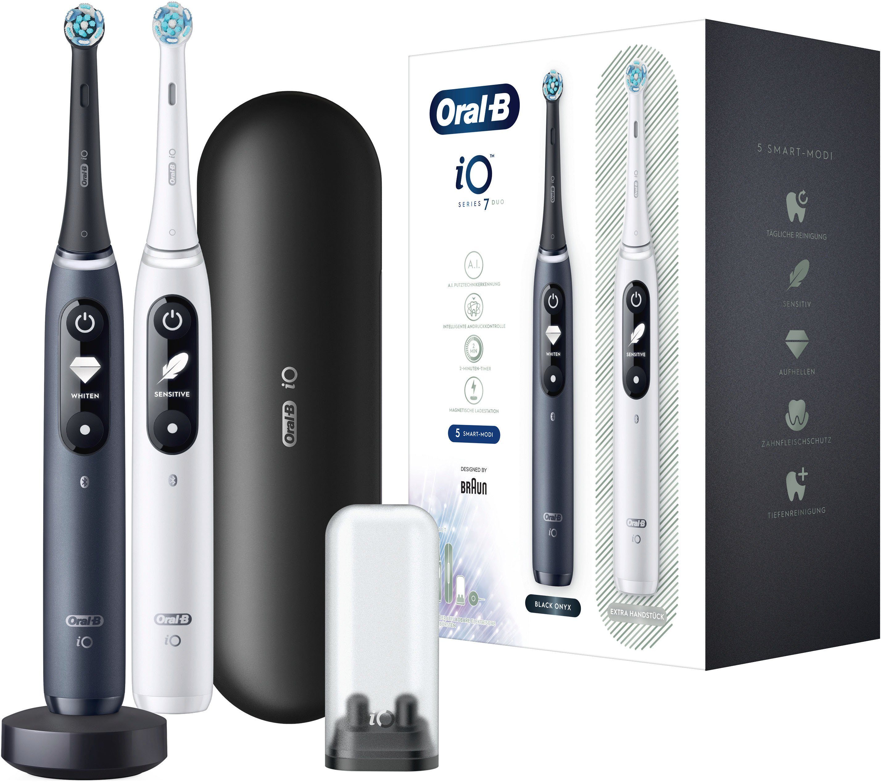 Oral B Elektrische Zahnbürste iO Series 9, Aufsteckbürsten: 2 St., mit 2.  Handstück in White Alabaster & Black Onyx online kaufen | OTTO