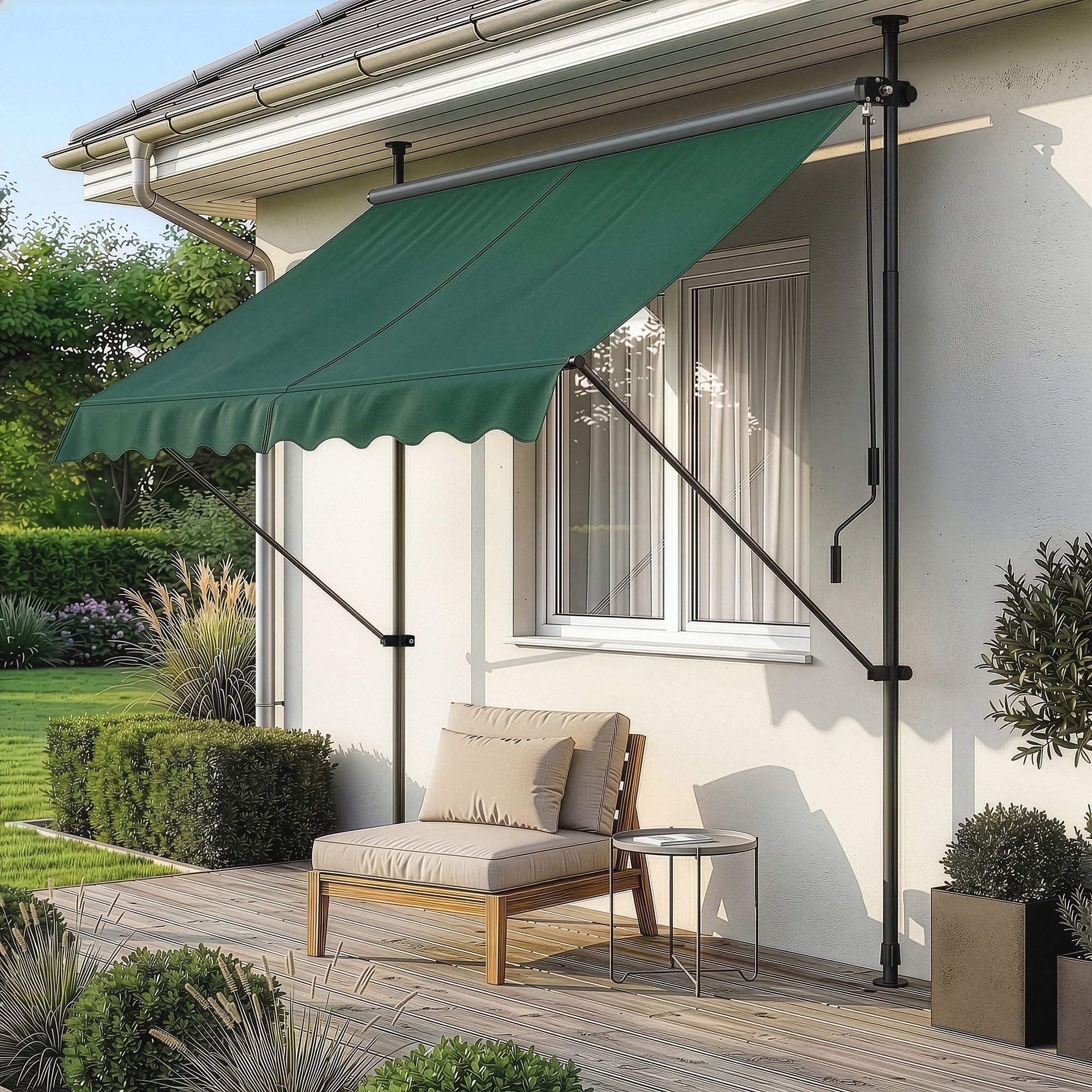 pro.tec Klemmmarkise »Stem« ohne Bohren Stahlgestell 150x120x220-309 cm Dunkelgrün