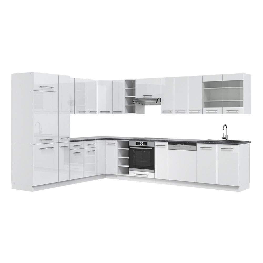 Vicco Winkelküche Fame-Line, Weiß Hochglanz/Weiß, 257x347 günstig online kaufen