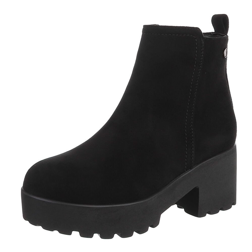 Ital-Design Damen Chelsea Boot mit Plateausohle und Blockabsatz Plateaustiefelette (92497540) Blockabsatz Stiefeletten in Schwarz
