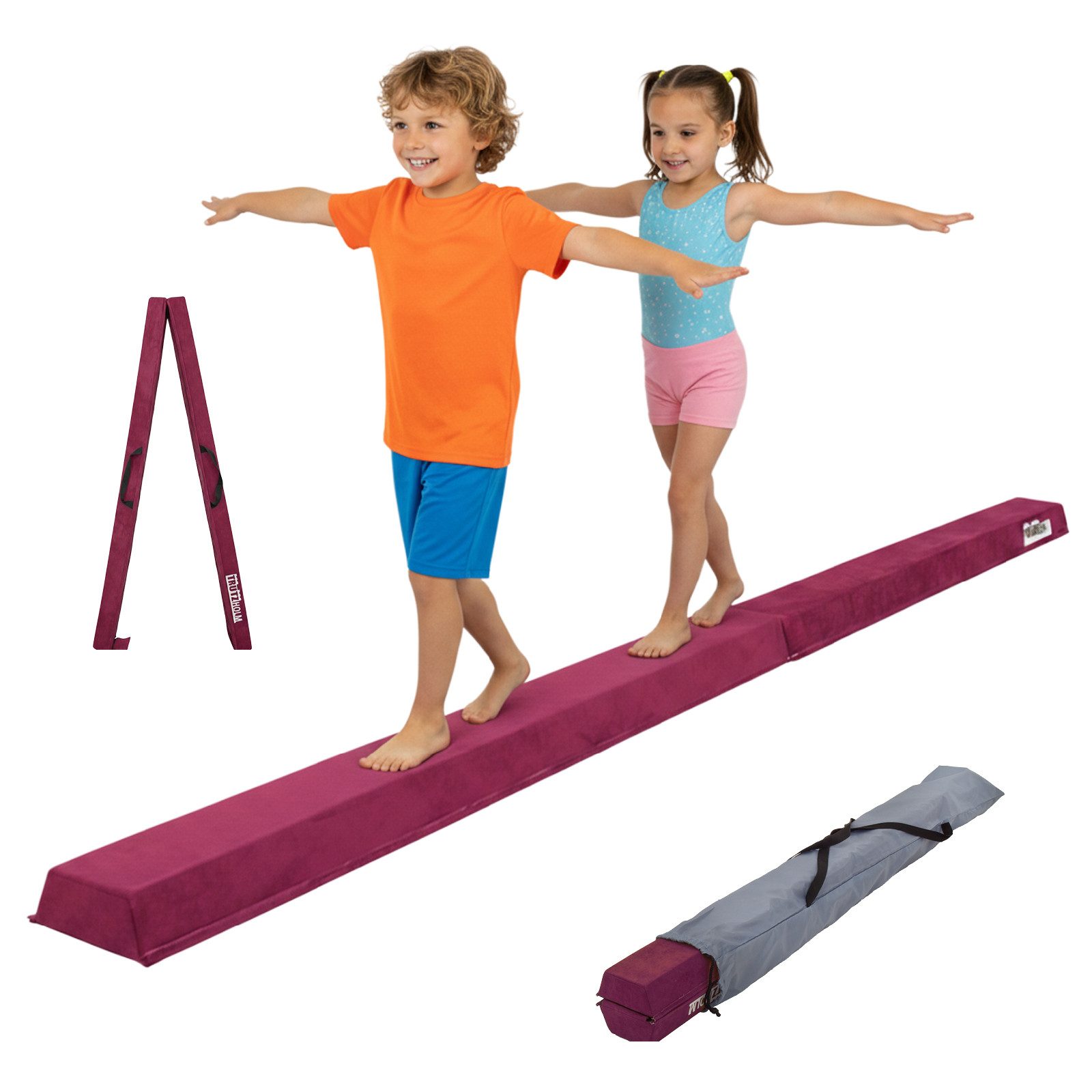 TRUTZHOLM Balanceboard Schwebebalken 270 cm klappbar auf 135 cm Turnbalken inkl. Tragetasche, klappbar, tragbar, bodennah, kombinierbar