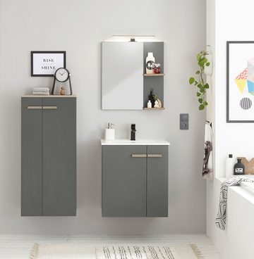 Furn.Design Badkommode Dense (Badschrank in grau matt und Eiche, 51 x 110 cm), stehend oder hängend