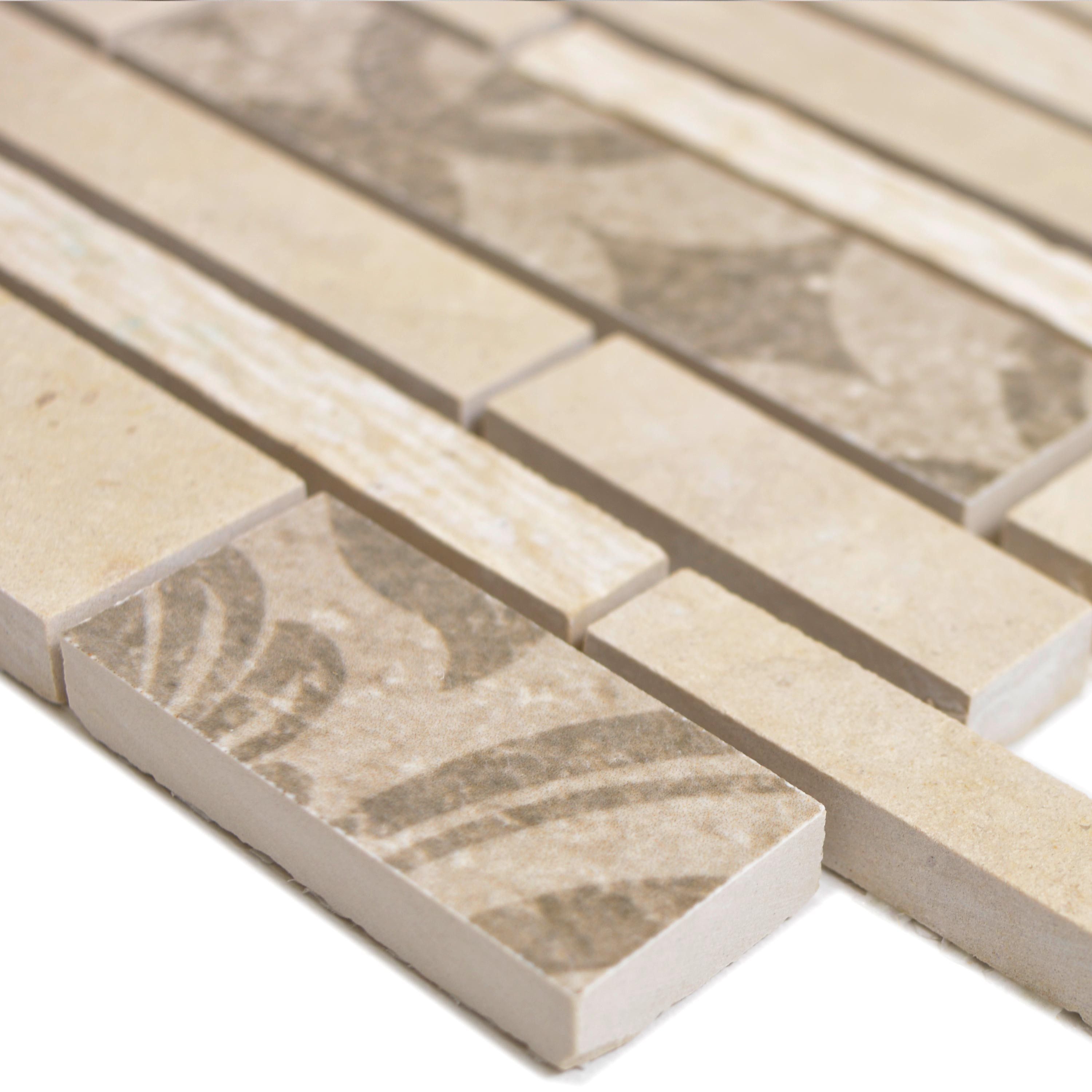 Mosafil Mosaikfliesen Keramik Mosaikfliesen Mythos Stäbchen, Marmor 30.000x27.000, beige, Wasserfest