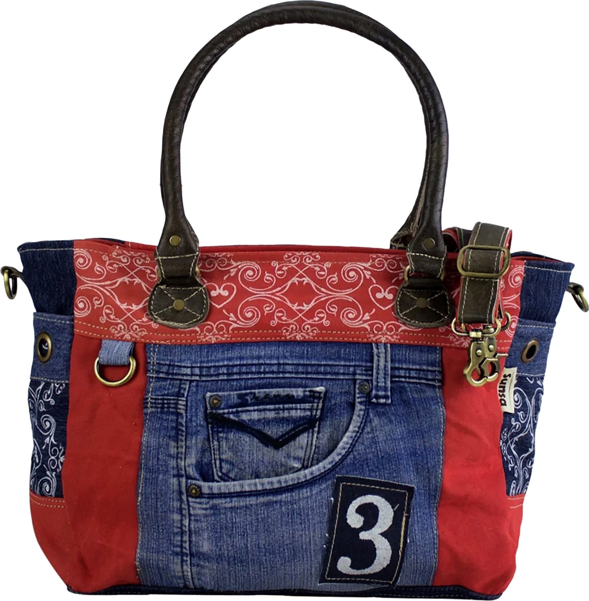 Sunsa Handtasche Sunsa Schultertasche XXL Handtasche (Handtasche), Damen XXL Handtasche Jeansstoff, Canvas, Leder, mehrfarbig ca. 29cm