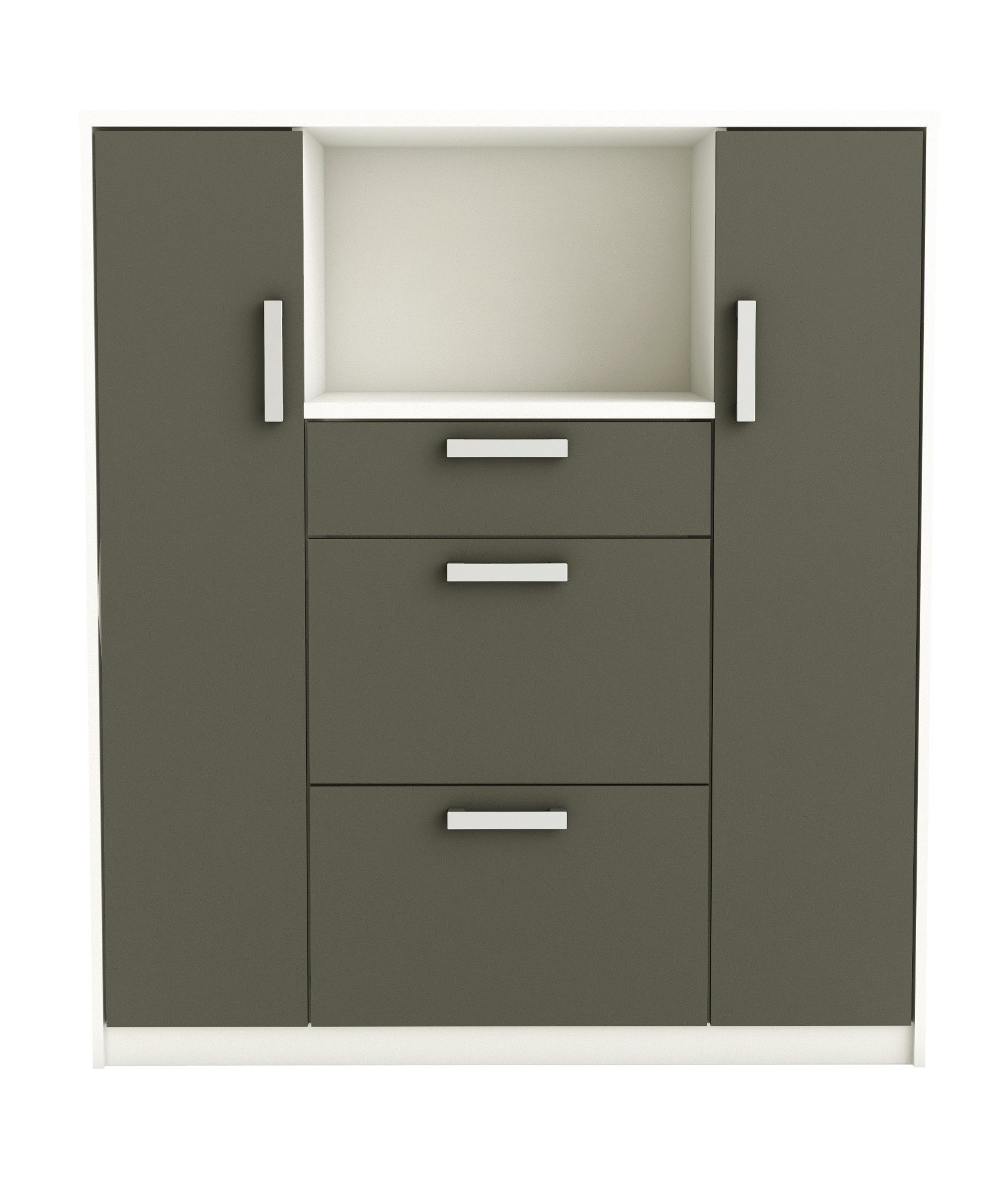 PREISBRECHER Mikrowellenumbauschrank FLAVOR in dunkelgrau - 116,2x132,2x40cm (BxHxT)