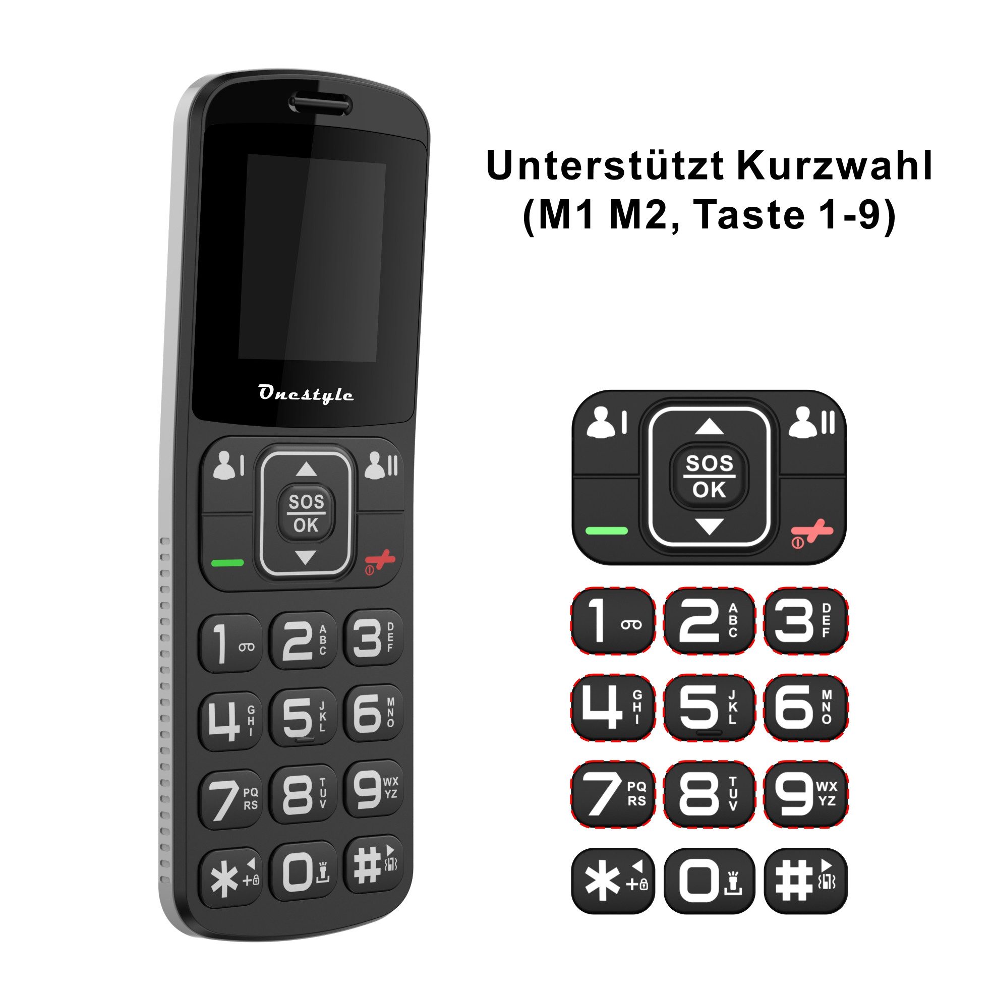 Onestyle Silver II Seniorenhandy mit Ladeschale, DUAL-SIM, großen Tasten Seniorenhandy – Bild 4 von 5