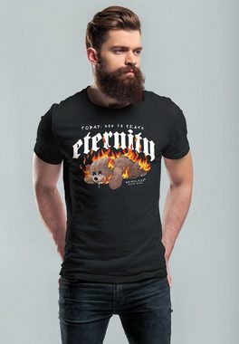 Neverless Print-Shirt Herren T-Shirt Print Aufdruck Eternity Bär Teddy Sarkasmus Ironie Fash mit Print