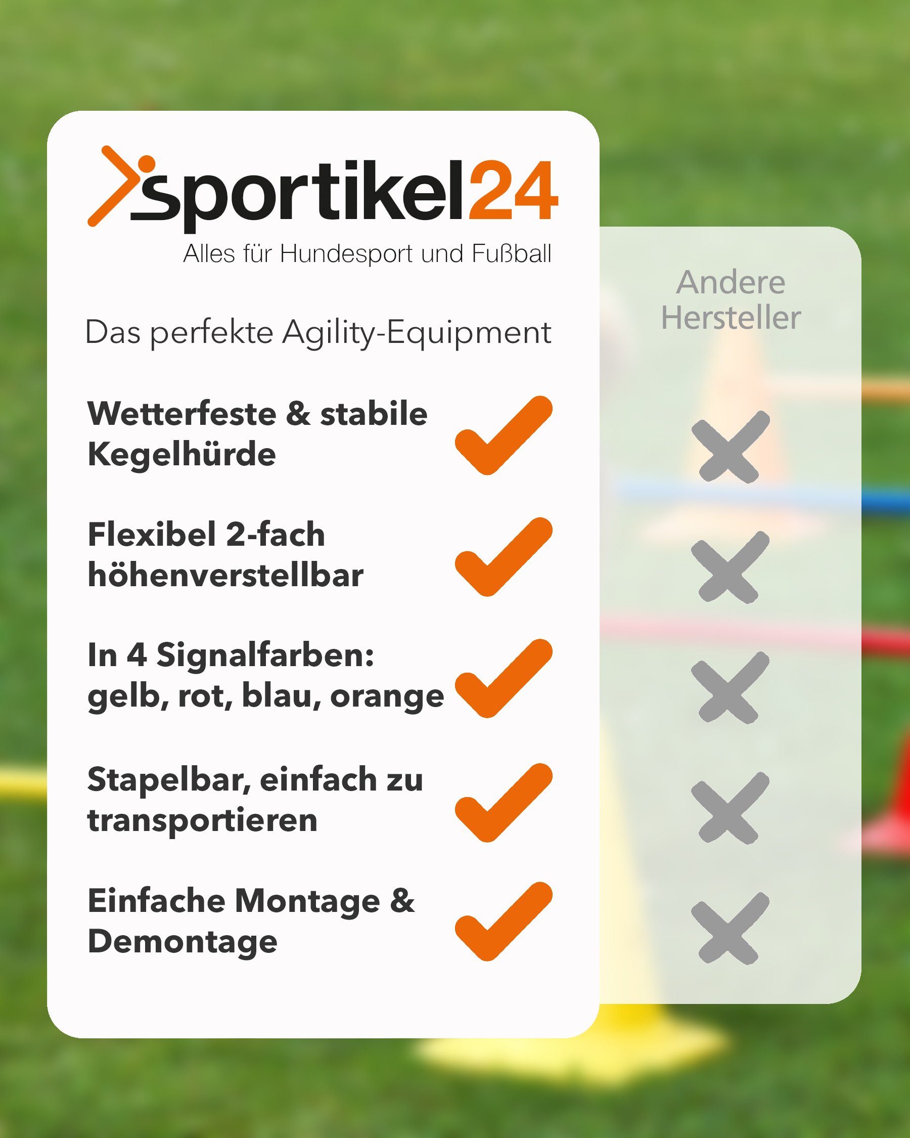 Superhund Hürde Kegelhürde 30 mit Stange 100 cm Farbe Orange