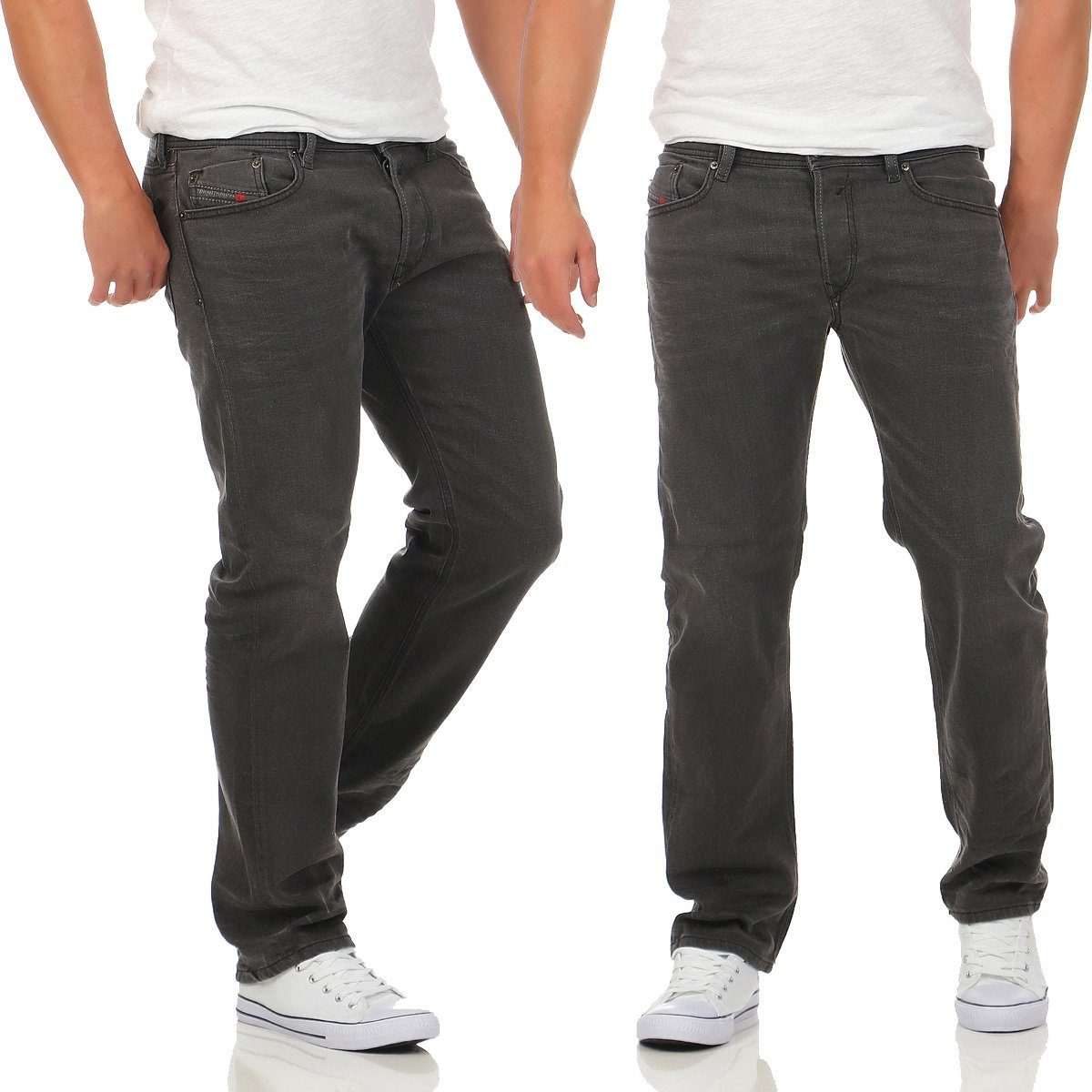 Diesel Regular-fit-Jeans Herren Waykee 0859X 5 Pocket Style, Dezenter  Used-Look, ohne Stretch anteil, Grau