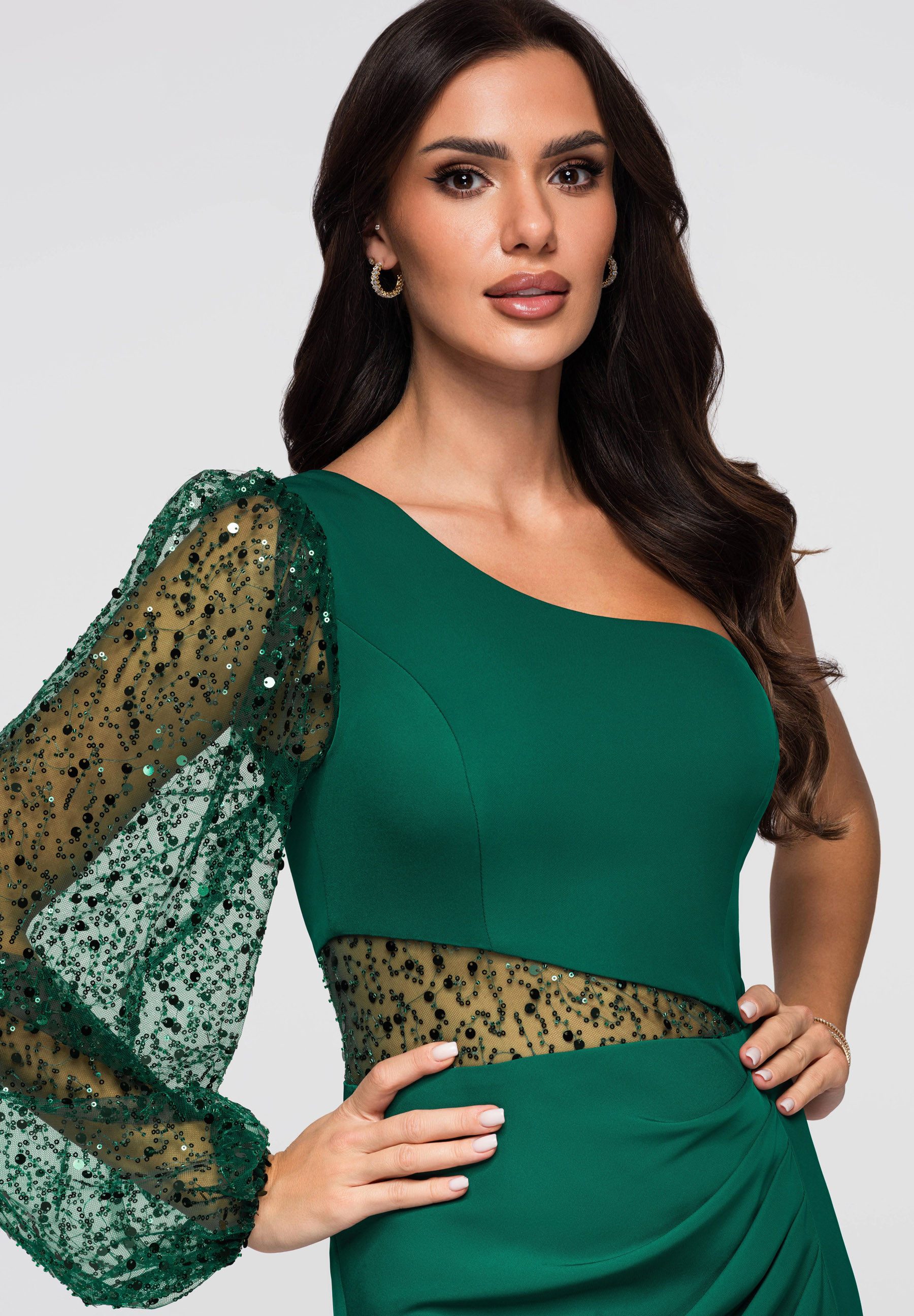 OMBRE Abendkleid Elegantes Abendkleid mit One-Shoulder-Design Asymmetrischer Schnitt mit One-Shoulder-Träger