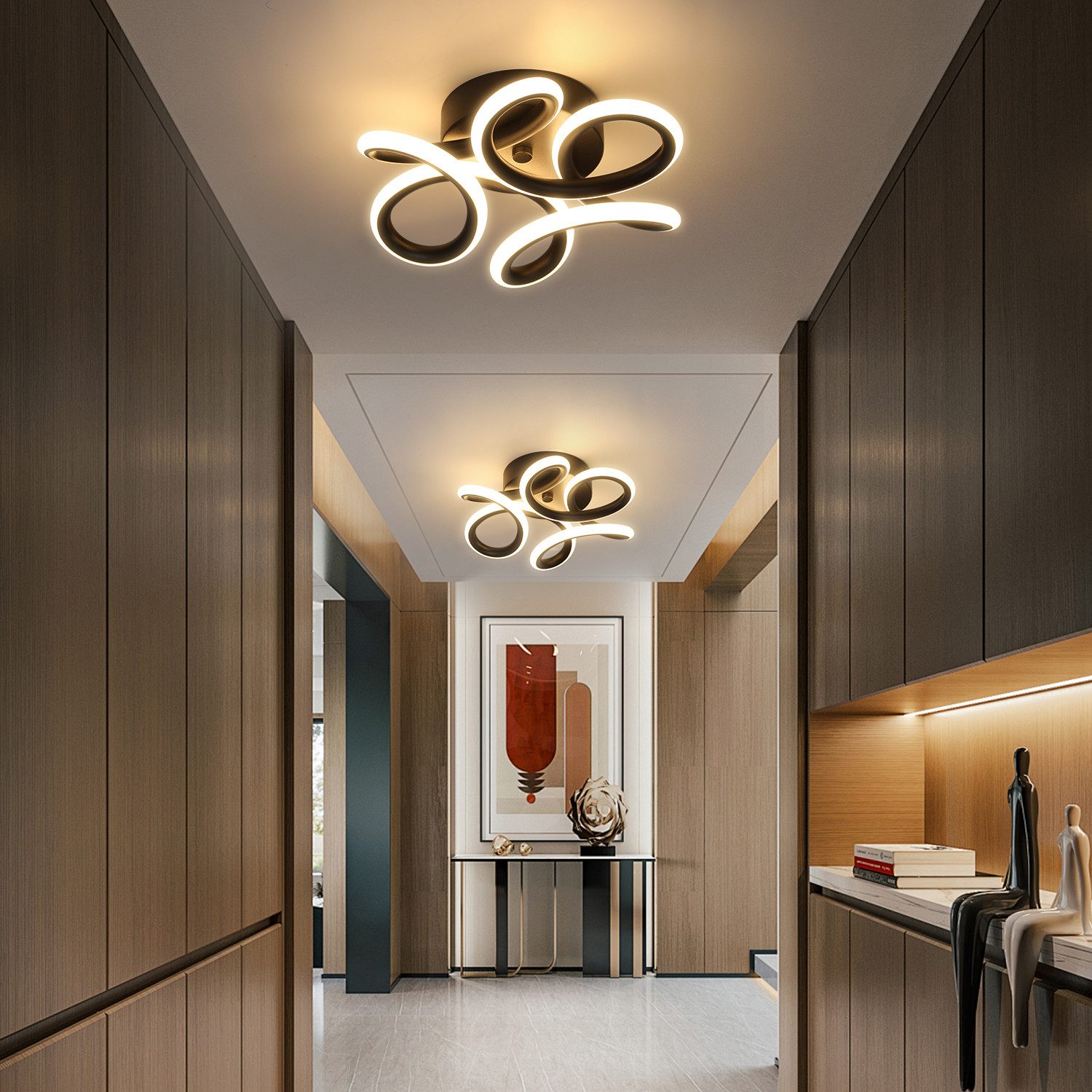 oyajia LED Deckenleuchte Schwarz Geometrie LED günstig online kaufen