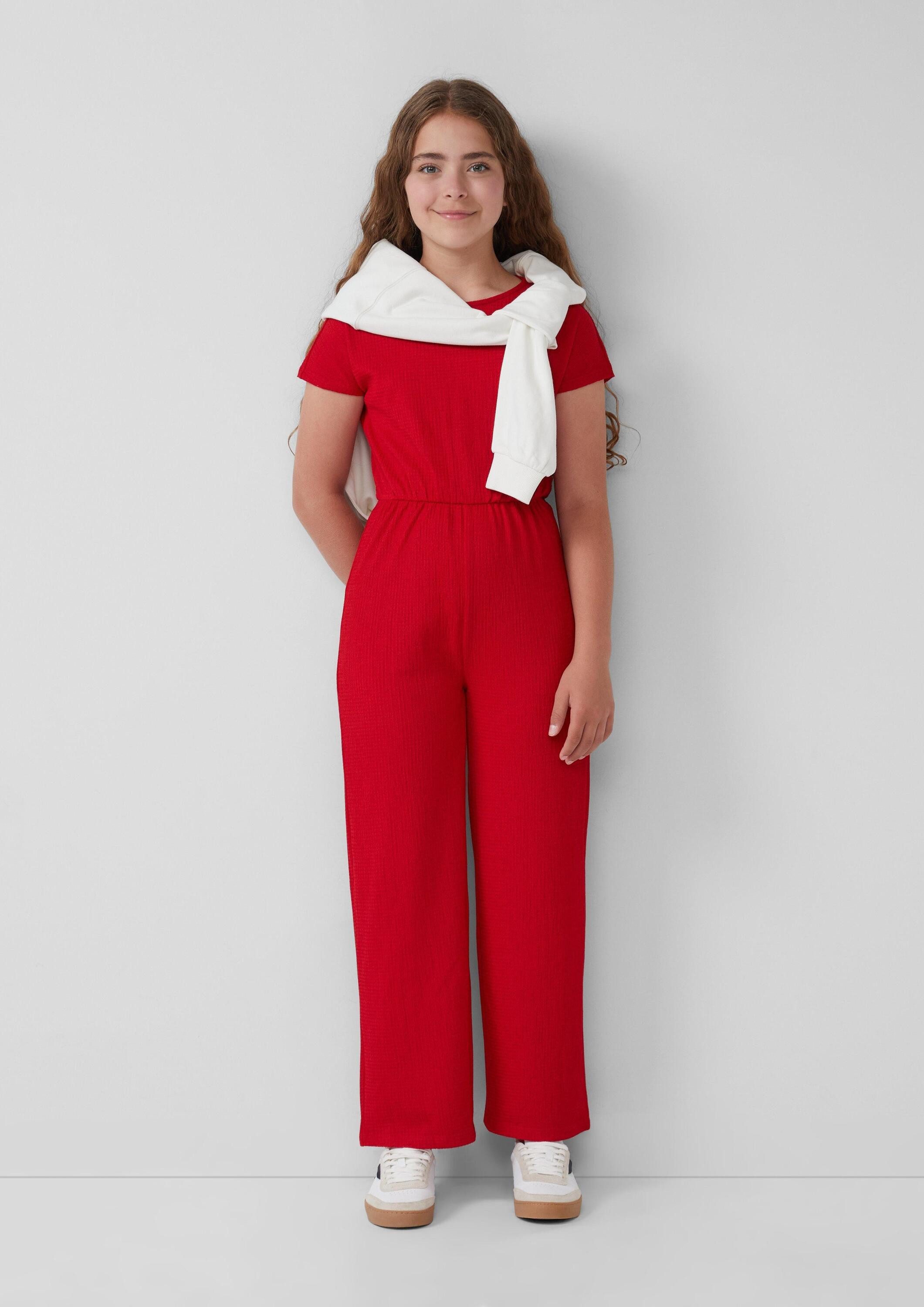 s.Oliver Jumpsuit Overall Jumpsuit mit Wide Leg mit Crêpe-Struktur