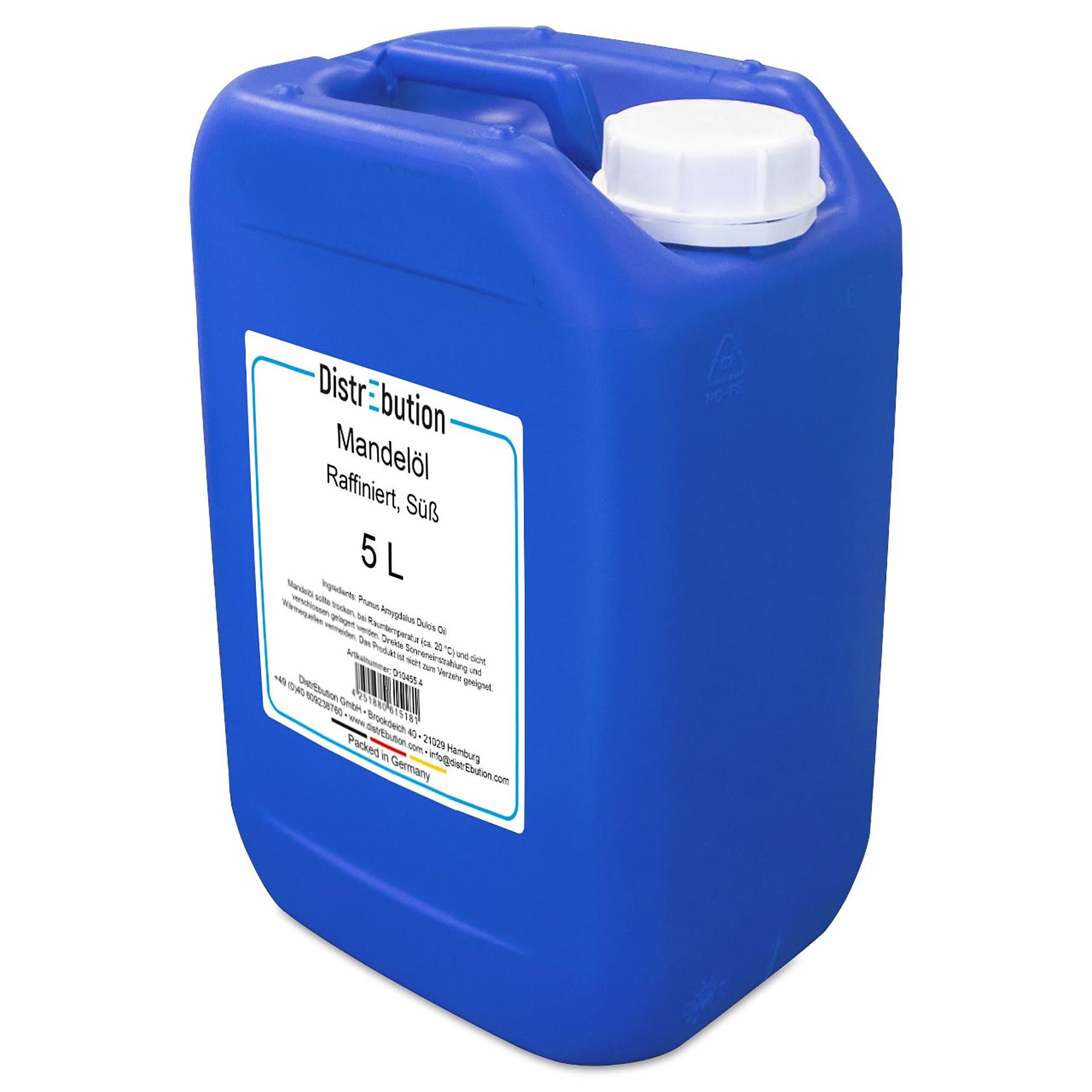 DistrEbution Körperöl Mandelöl 100 % rein, Süßmandelöl (Prunus Amygdalus Dulcis), Raffiniert, 100% Rein & Vegan