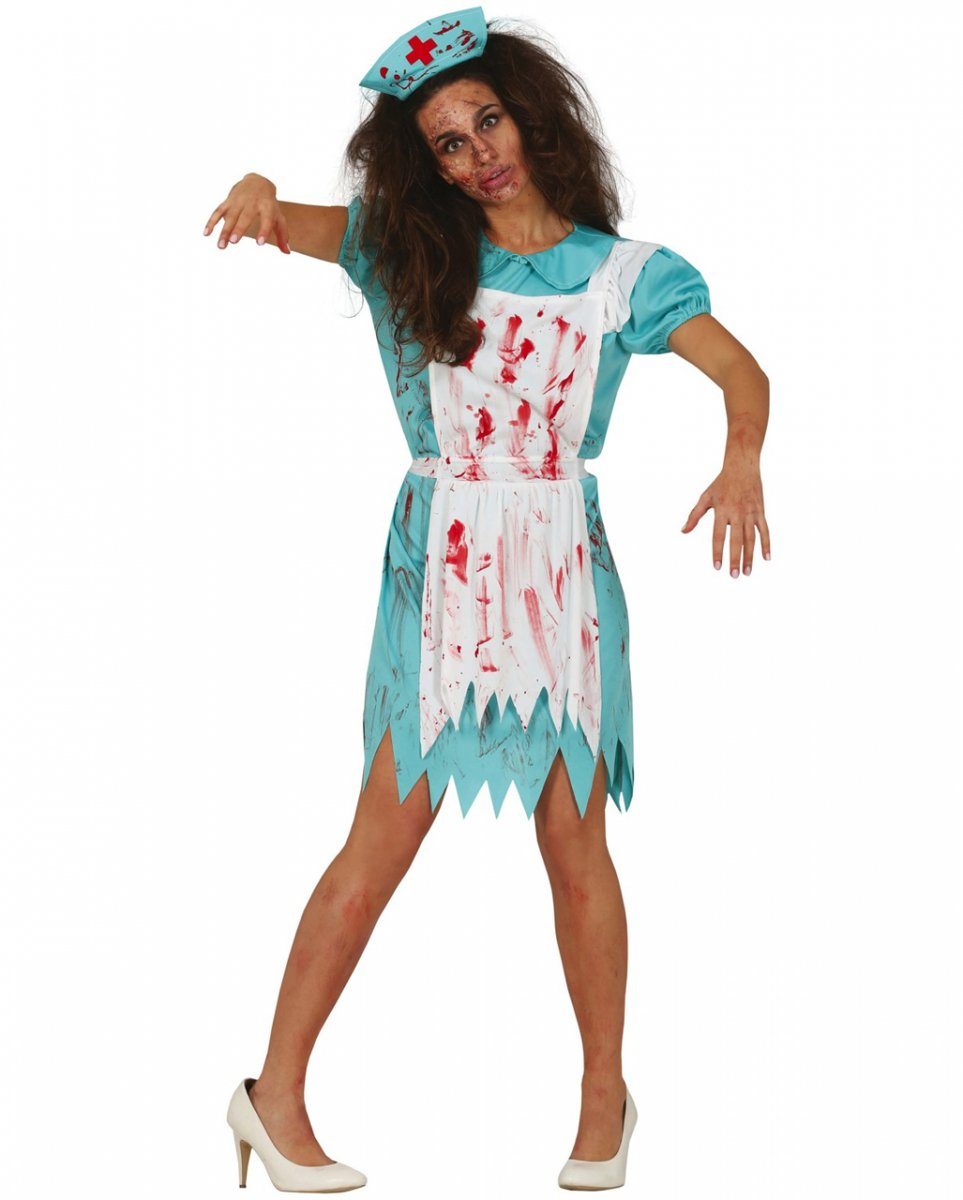 Horror-Shop Zombie-Kostüm Blutiges Zombie Nurse Krankenschwester Kostümkleid