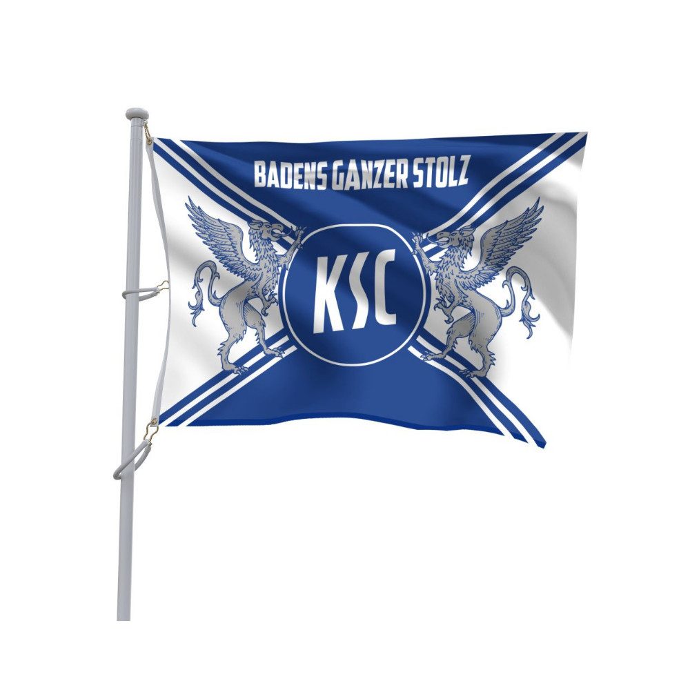 Karlsruher SC Fahne KSC Fahne Greif mit Ösen