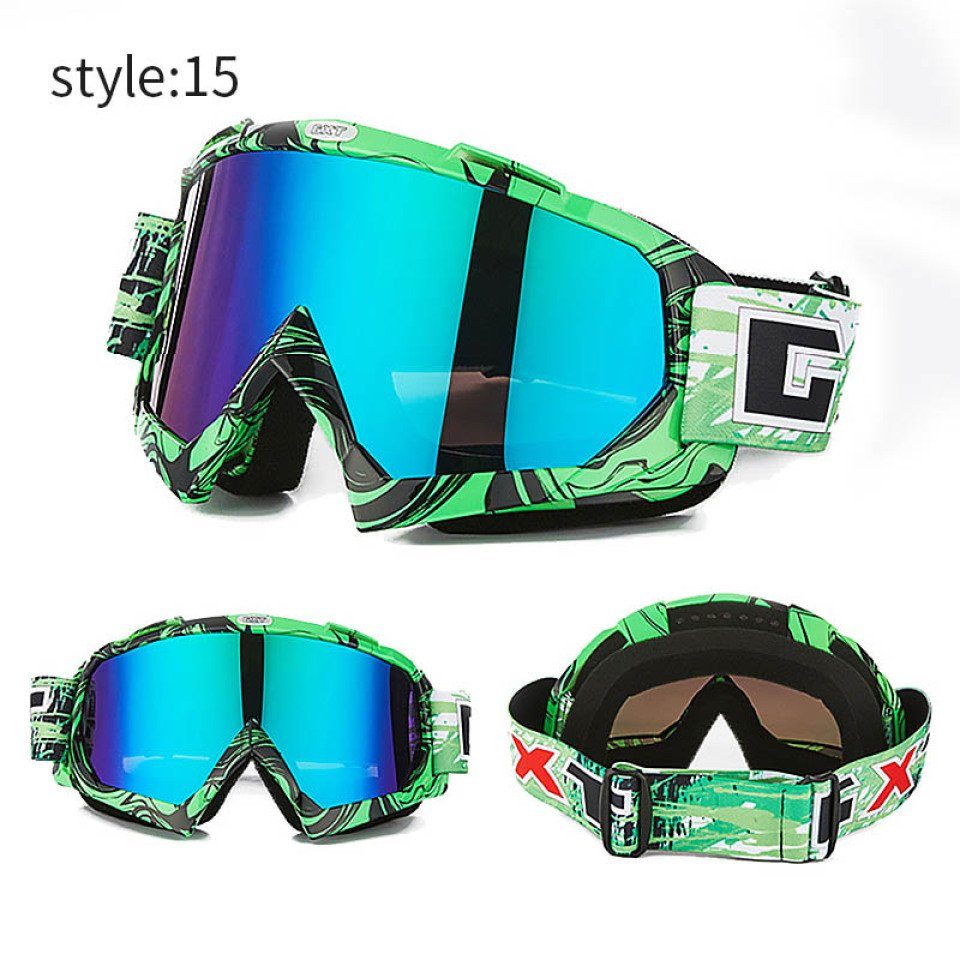 Blusmart Skibrille Motocross Brille ATV MTB DH Winddicht Skifahren Moto Bike Brille Glas 14