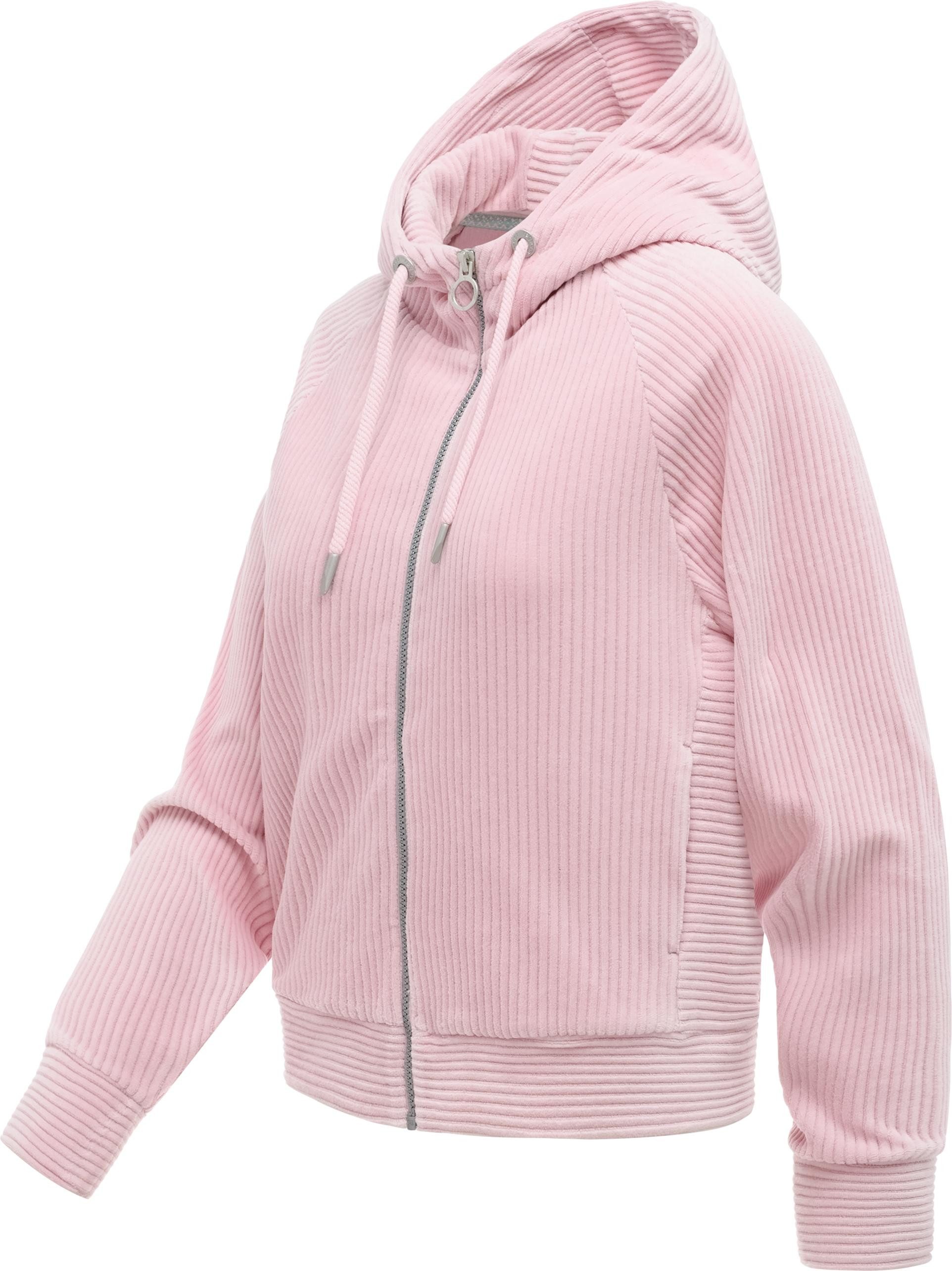 Ragwear Sweatjacke Corduly Cordy Freizeitjacke Zip-Hoodie aus weichem Kord in Samt-Haptik