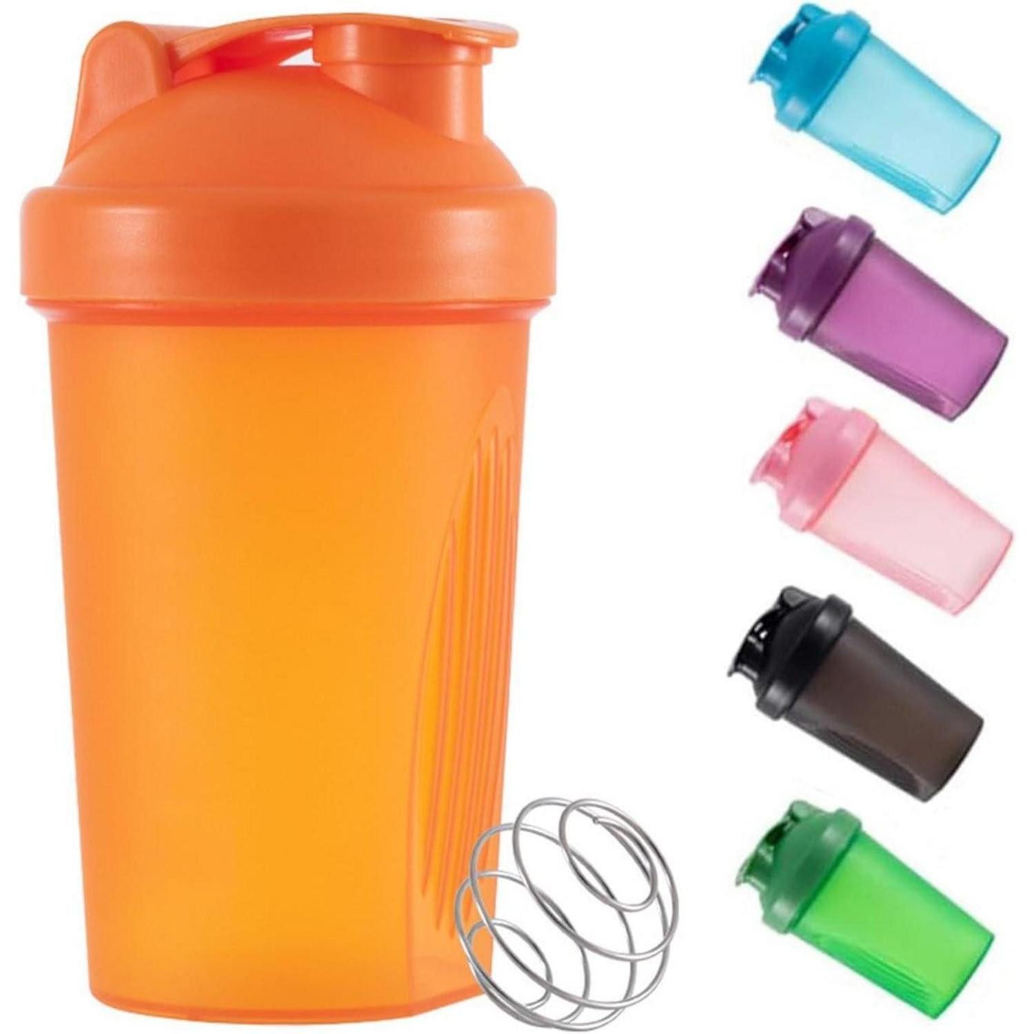 DDSHUN Protein Shaker Shakerflasche Proteinpulver 400ml Mixball auslaufsicher Orange