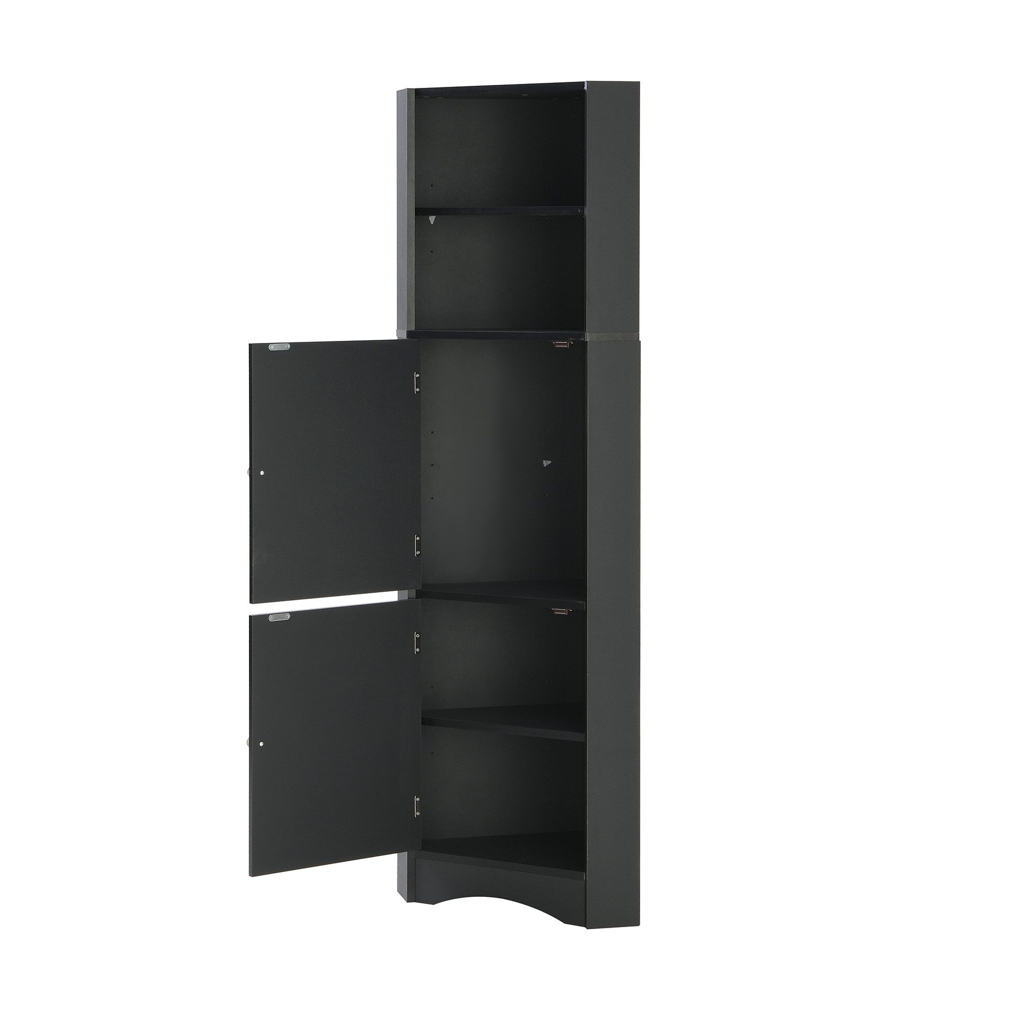 Flieks Badkommode Eckschrank mit 2 Türen und verstellbarem Einlegeboden (36.5x36.5x155 cm, 1 St., für Wohnzimmer, Arbeitszimmer, Schlafzimmer), Hochschrank mit 5 Fächern Mehrzweckschrank Badmöbel, Höhe 155 cm